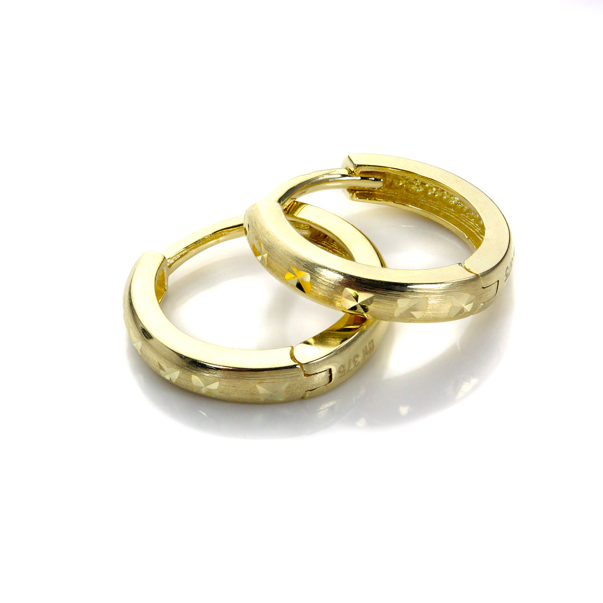 9 Karat Gold Diamantschliff Klappcreplen Ohrringe