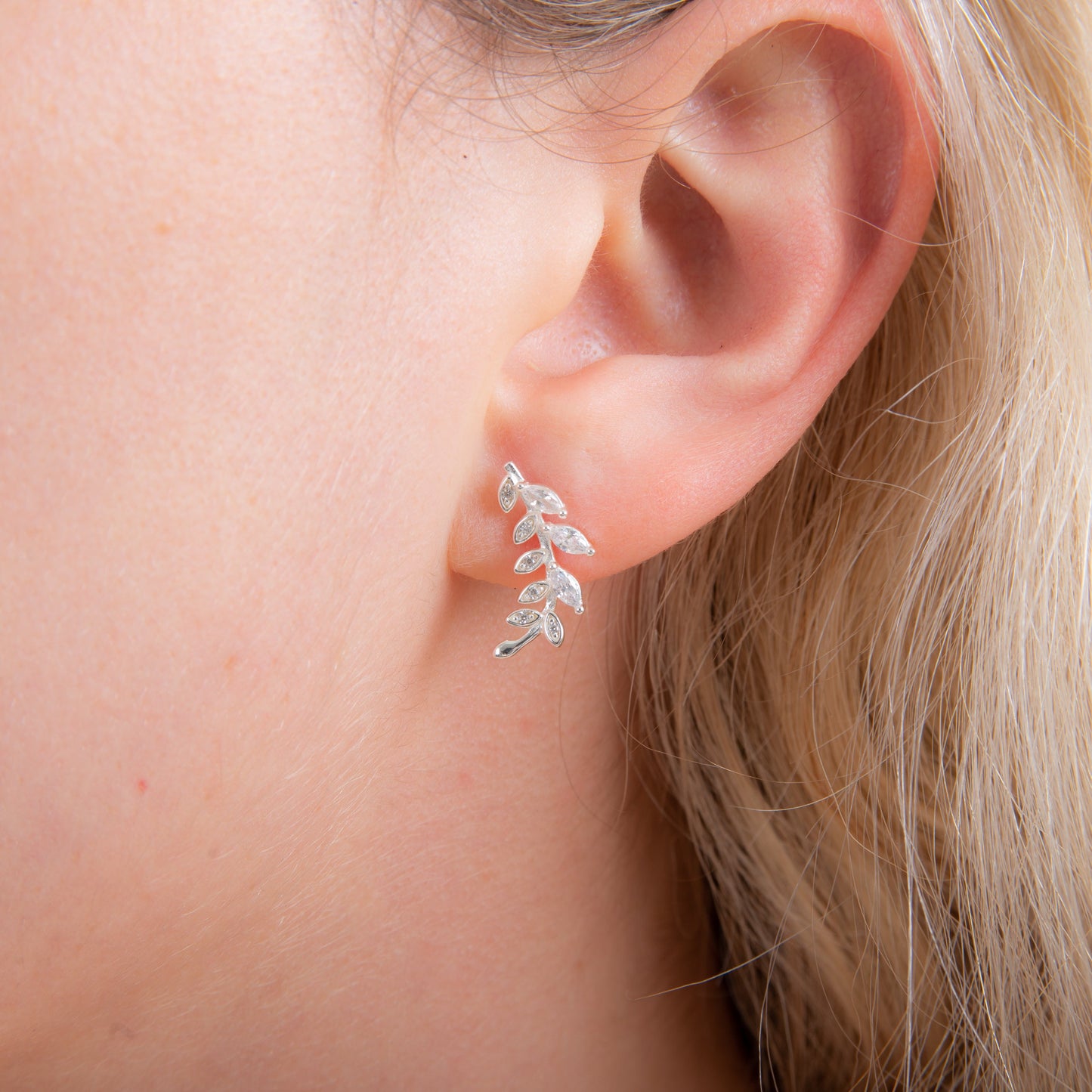 Sterlingsilber Olivenzweig Ohrstecker