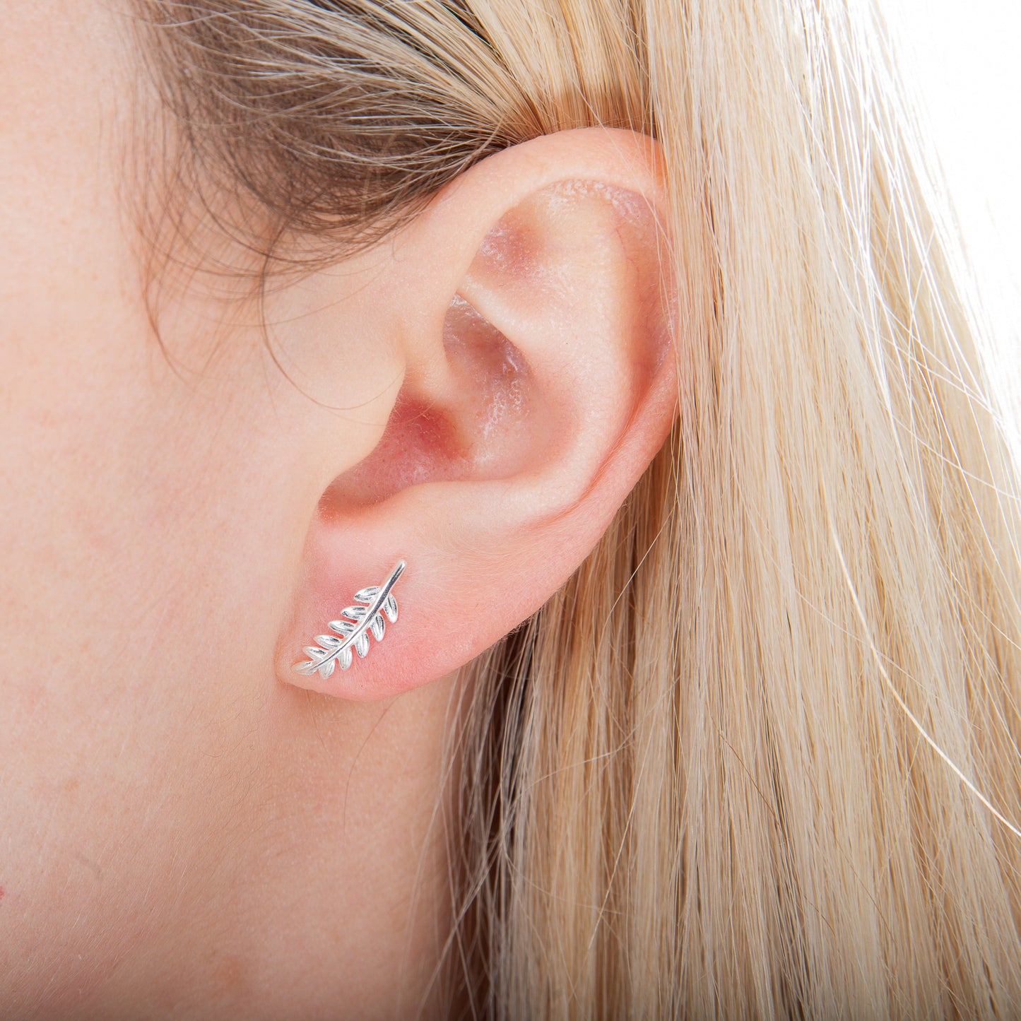 Sterlingsilber Blatt Ohrstecker