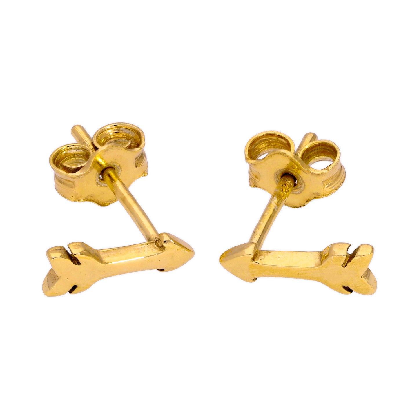 Vergoldet Sterlingsilber Klein Pfeil Ohrstecker