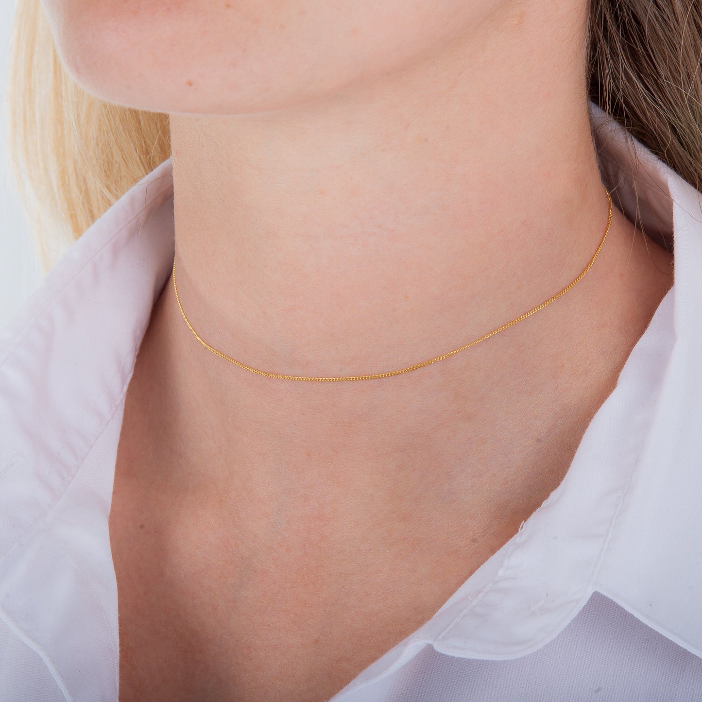 Vergoldet Sterlingsilber Diamantschliff Panzerkette Halsband 15cm + 7,5cm Verlängerung