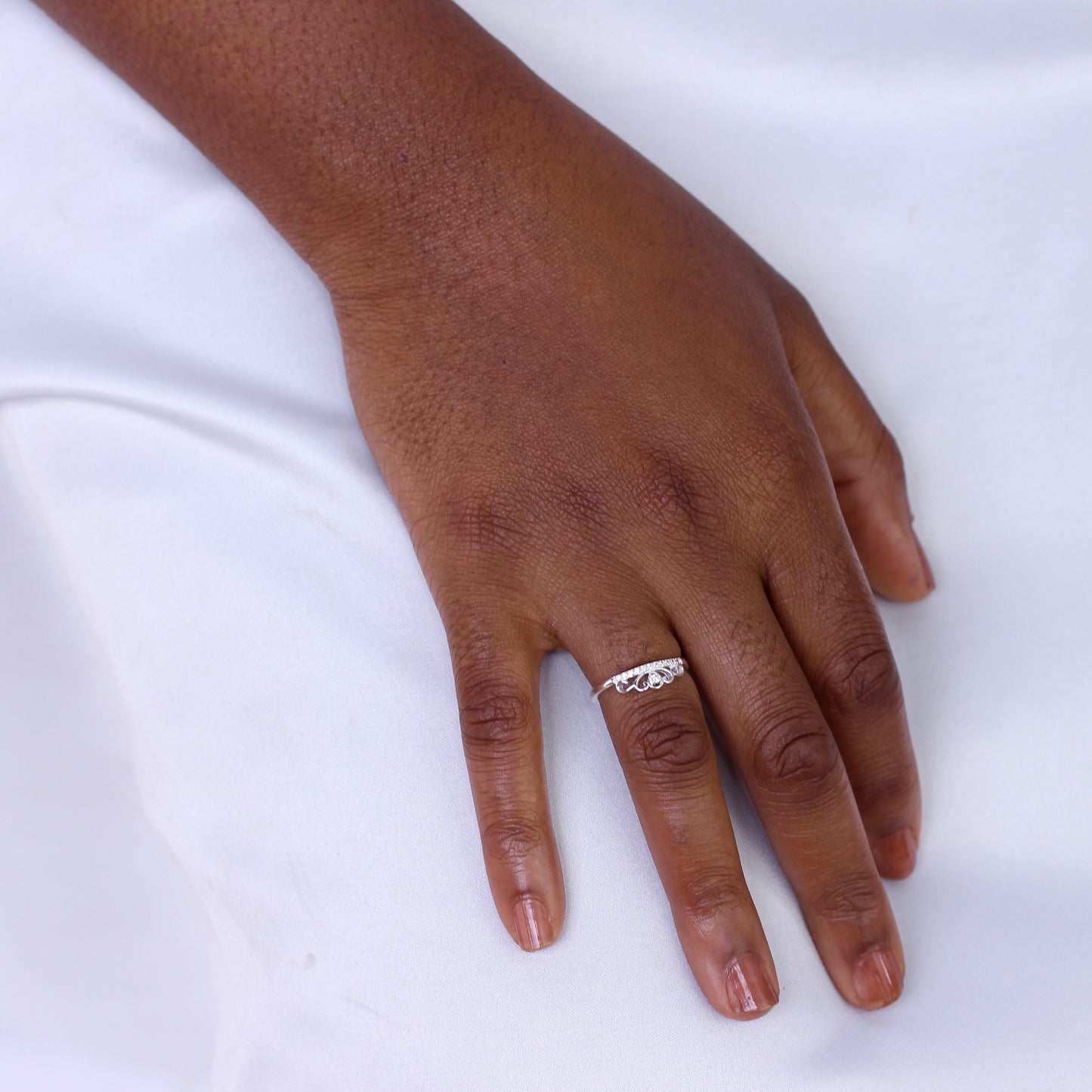 Sterlingsilber Tiara Krone Klar CZ Größenverstellbar Ring