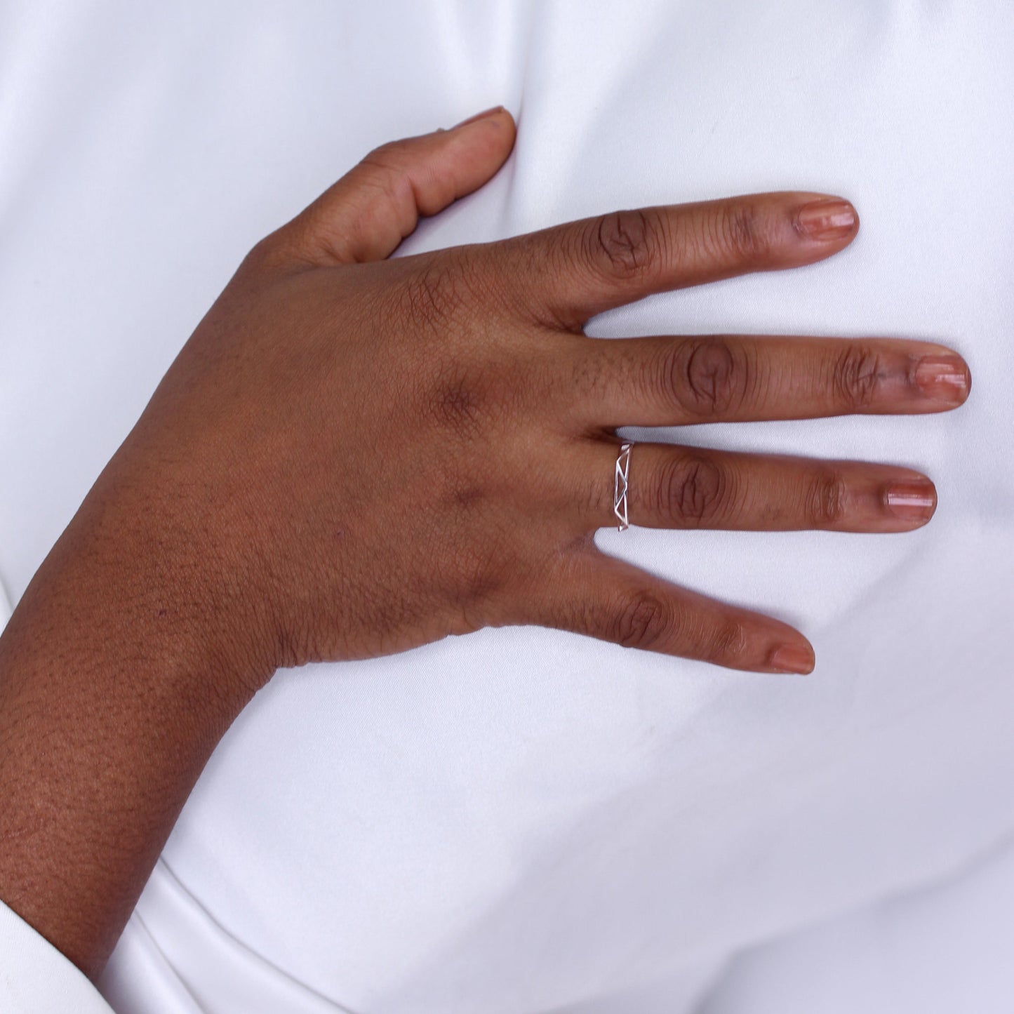 Sterlingsilber Dreieck Geometrie Ring Größenverstellbar