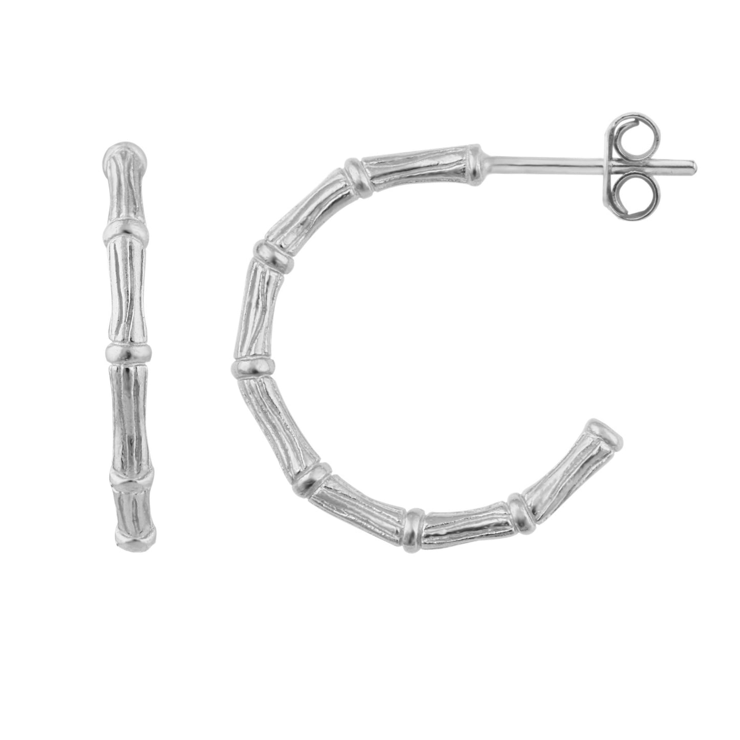 Sterlingsilber Bambus Creolen Ohrstecker