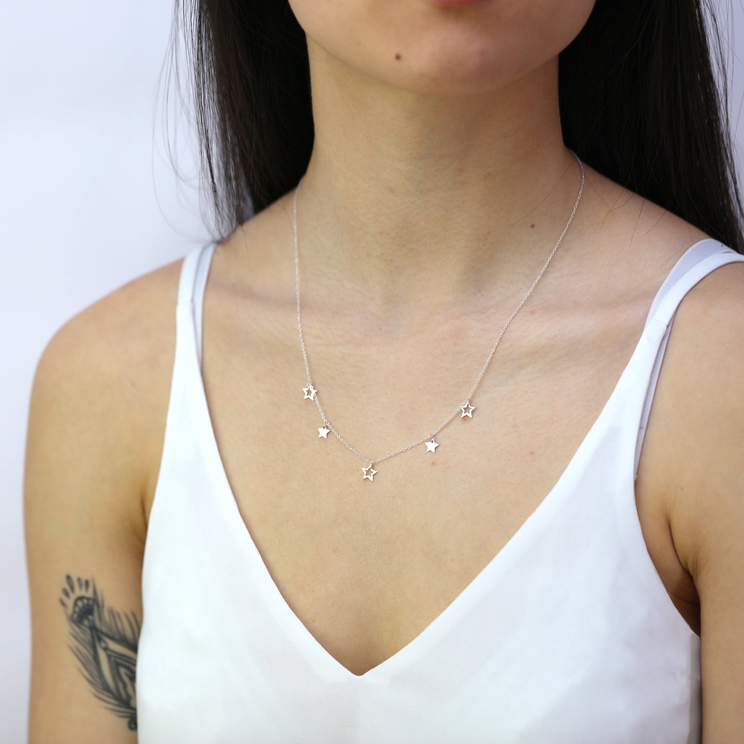 Sterlingsilber Sterne 45,5cm Halskette