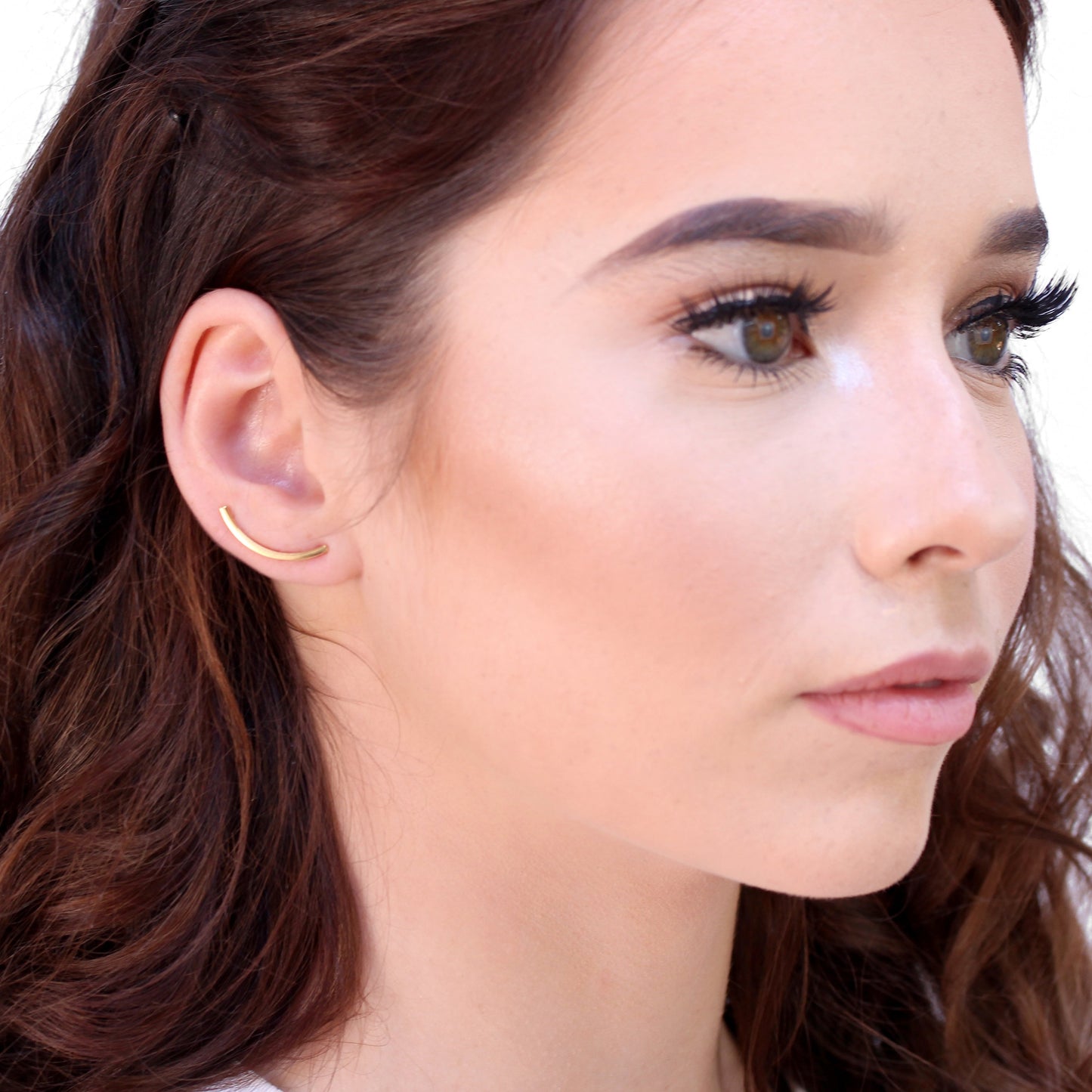 Vergoldet Sterlingsilber Lang Stab Kletter Ohrringe