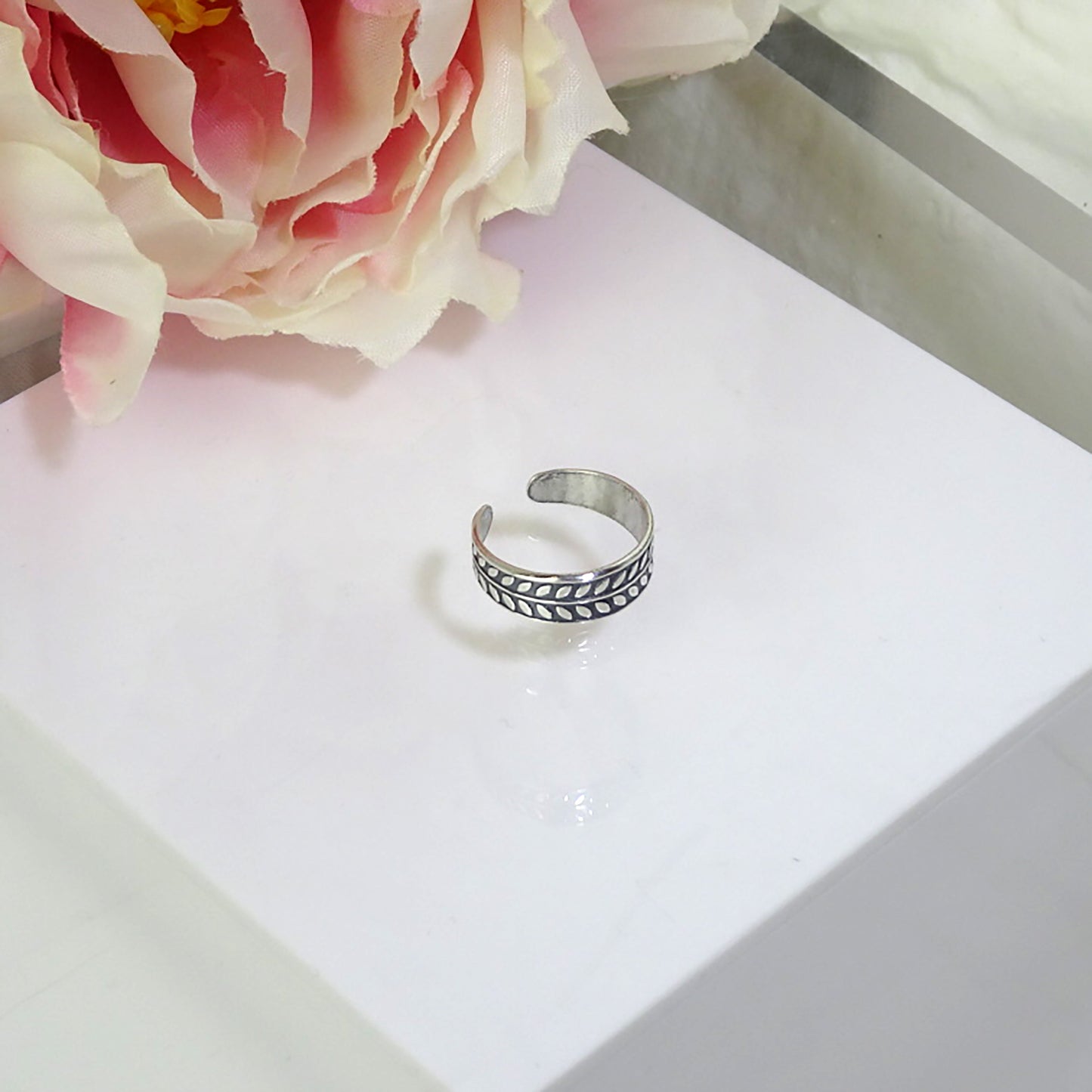 Sterlingsilber Blätter Zehenring