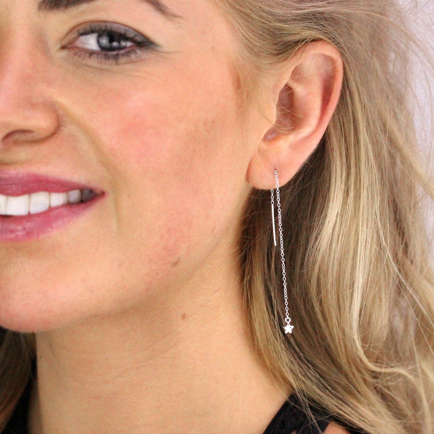 Sterlingsilber Stern Baumel Durchzieher Ohrringe