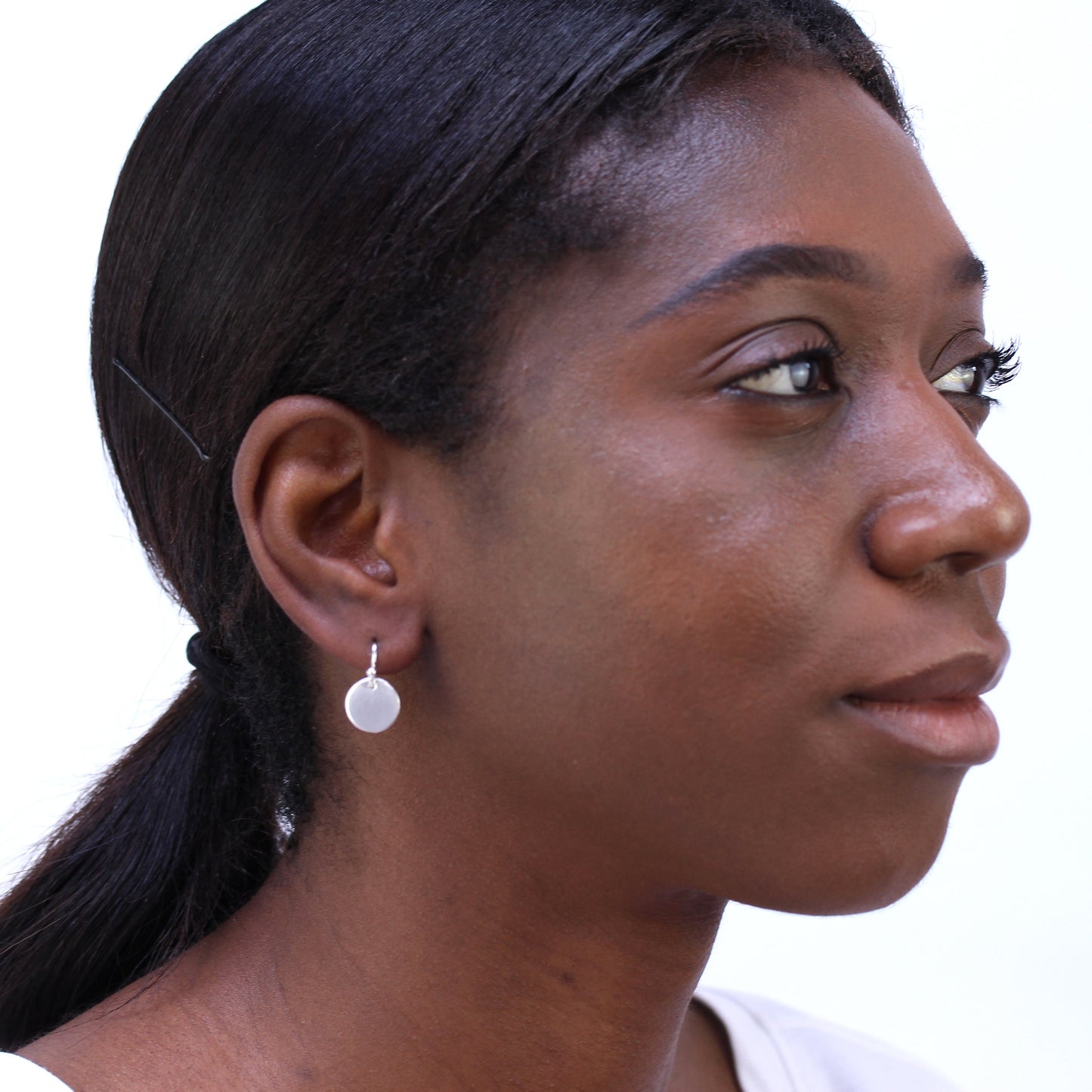 Sterlingsilber Rund Scheibe Baumel Ohrhänger