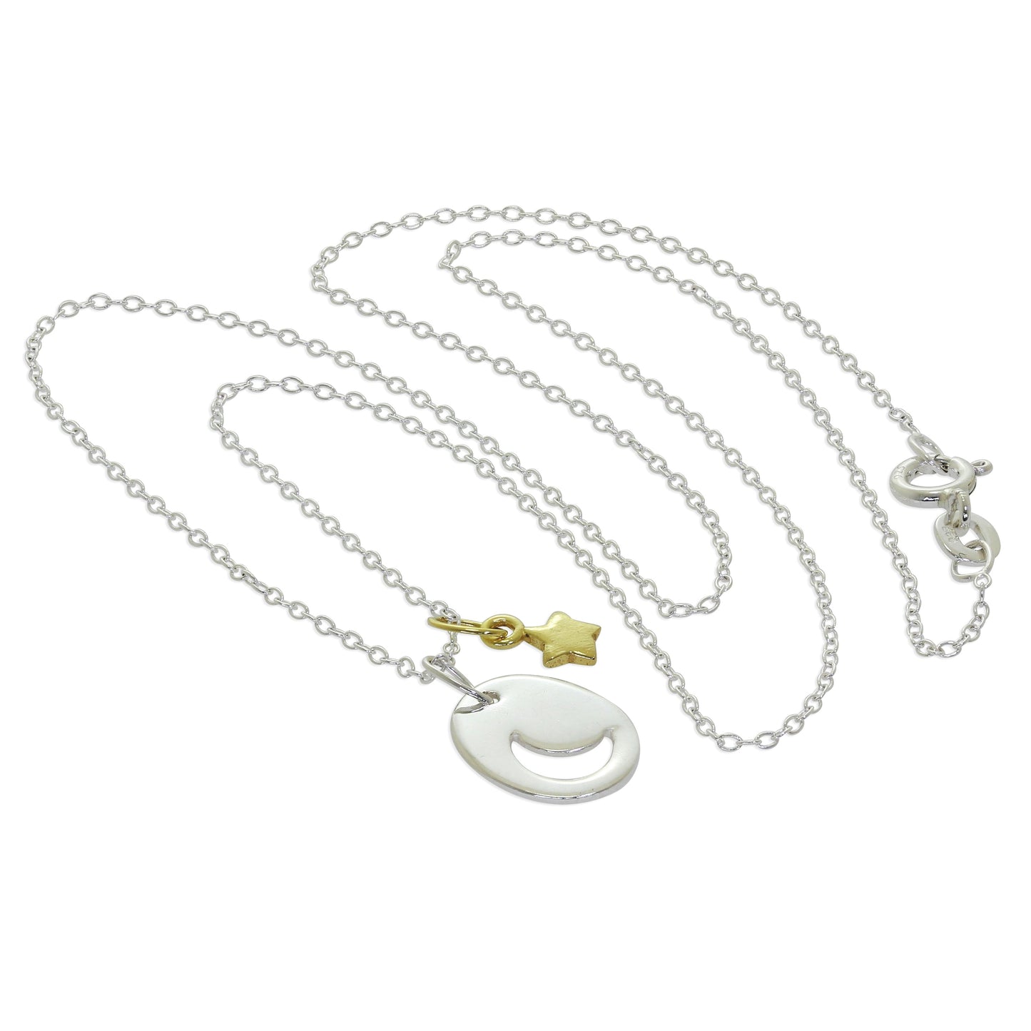Sterlingsilber Gelbgold getaucht Mond Stern Anhänger
