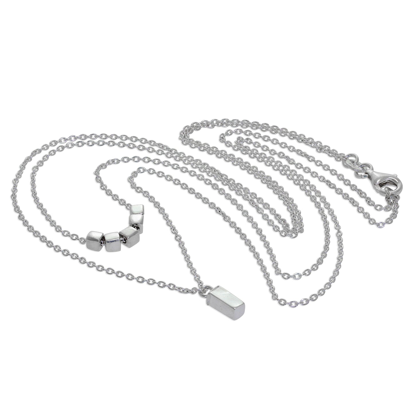 Sterlingsilber Zwei Lagig Würfel Halskette