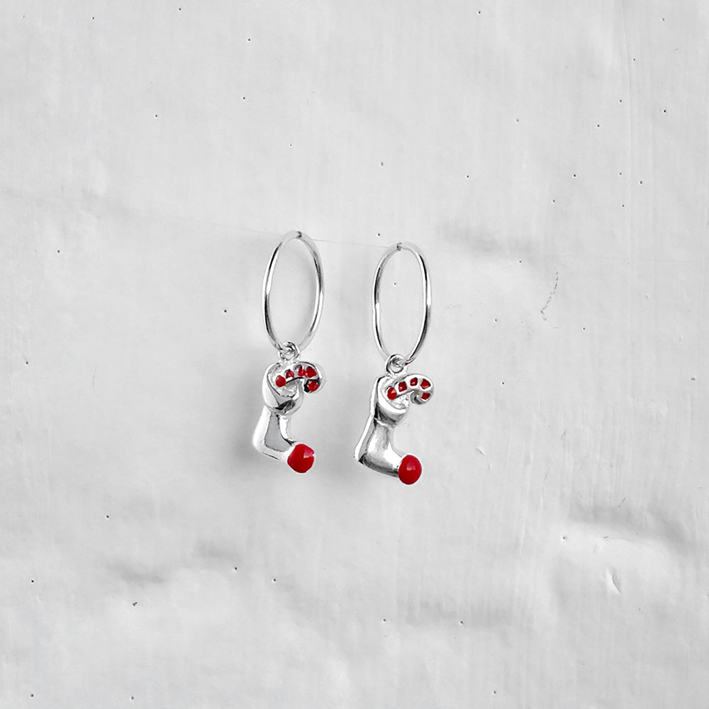 Sterlingsilber Strumpf Zuckerstange 12mm Creolen Ohrringe