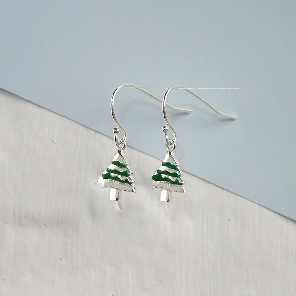 Sterlingsilber Weihnachtsbaum Anhänger Fischhaken Ohrringe