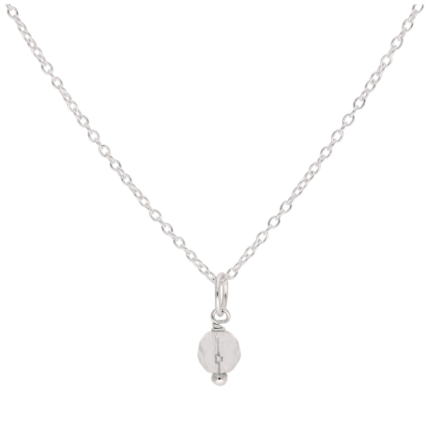 Halskette aus Sterlingsilber mit facettierten Kristallperlen, 16–32 Zoll
