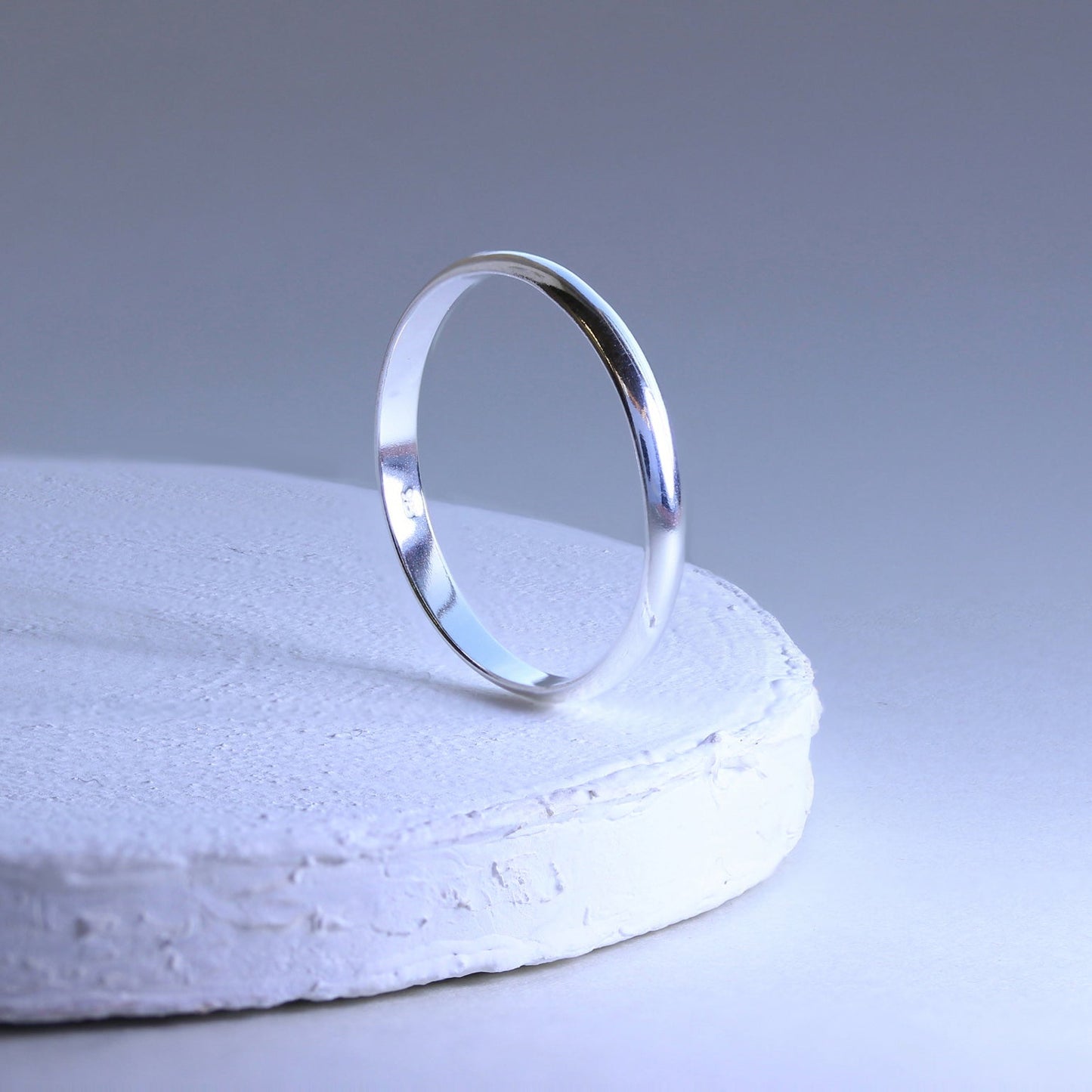 Sehr groß Sterlingsilber 3mm D - förmig Ehering