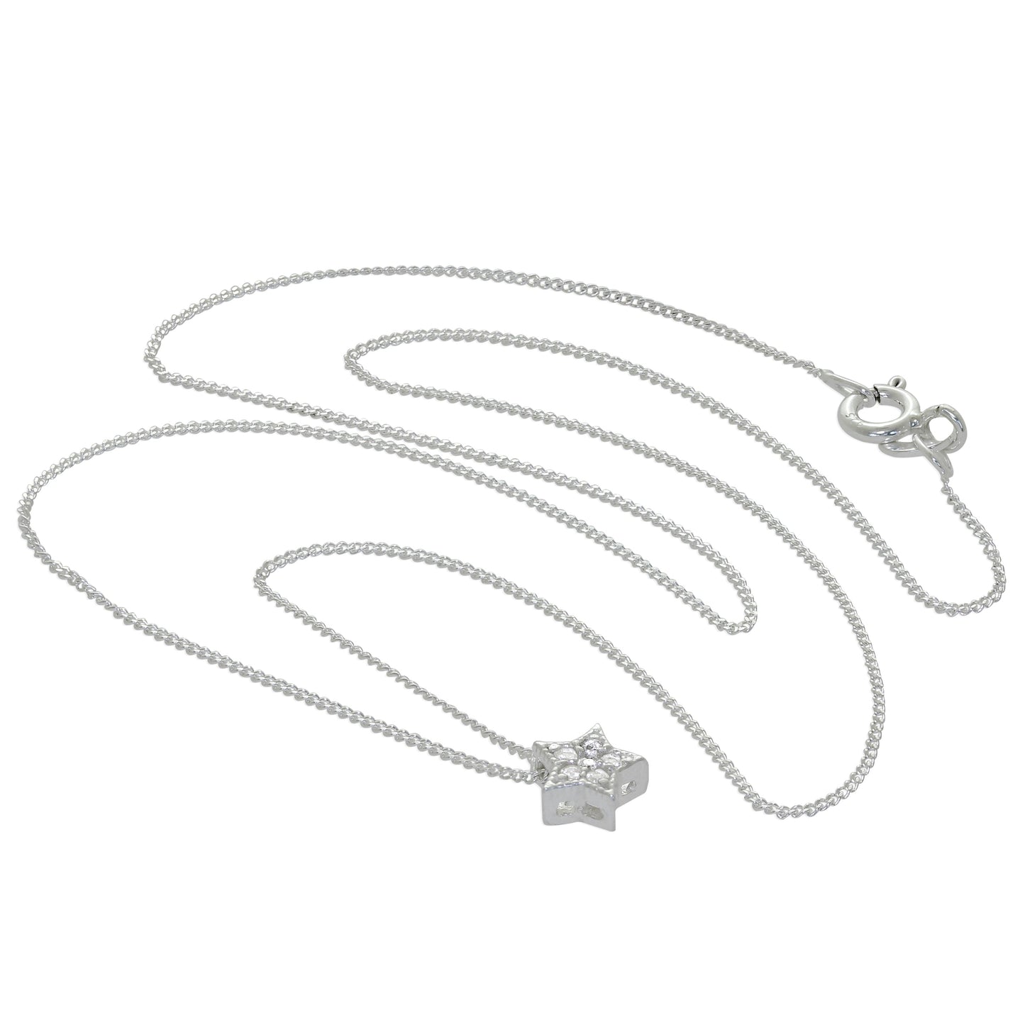 Halskette aus Sterlingsilber mit schwebendem Stern und Zirkonia 16–32 Zoll