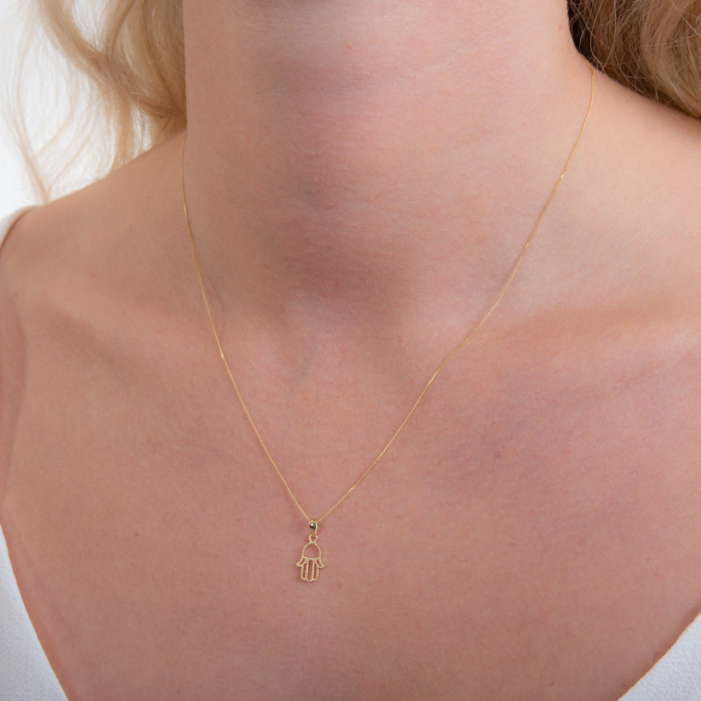 9 Karat Gold Hamsa Hand Halskette – 16–20 Zoll