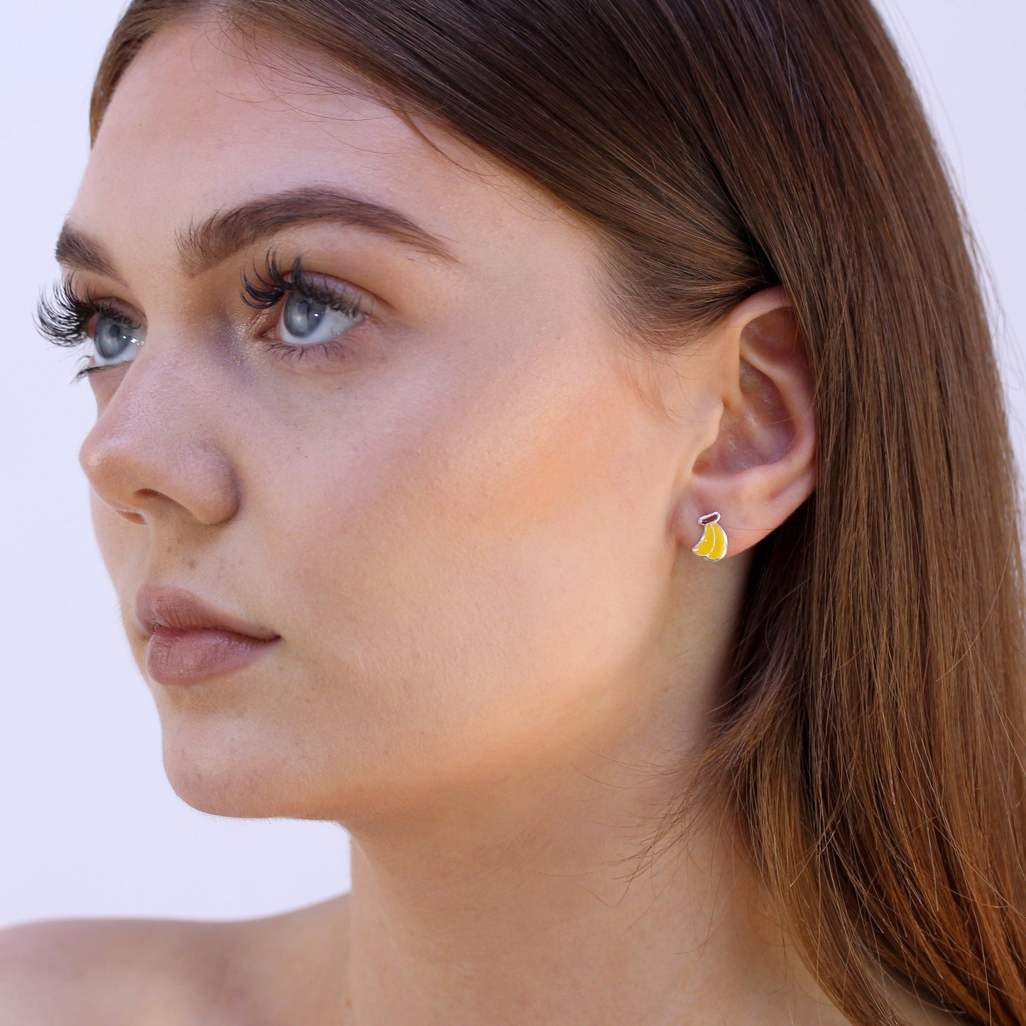 Sterlingsilber Emaille Bananen Ohrstecker