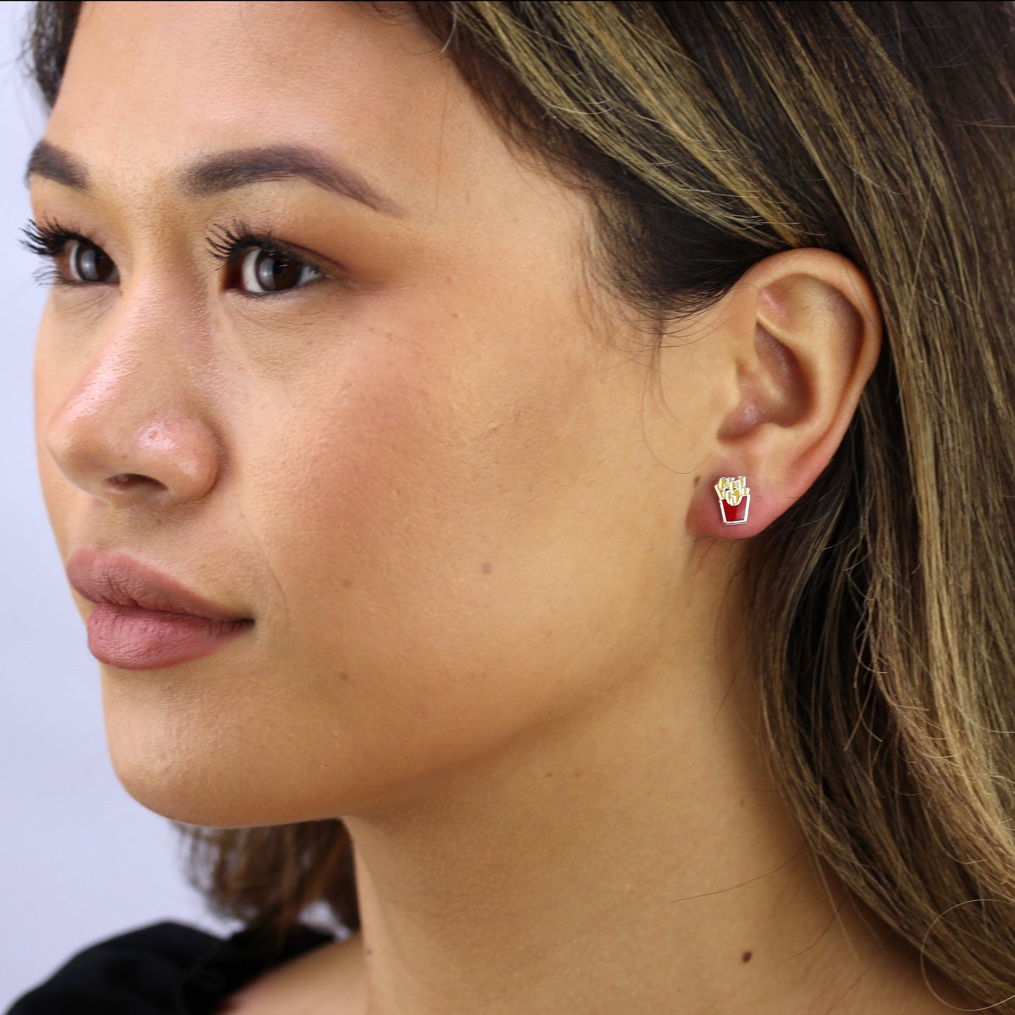 Sterlingsilber Emaille Pommes Frites Ohrstecker