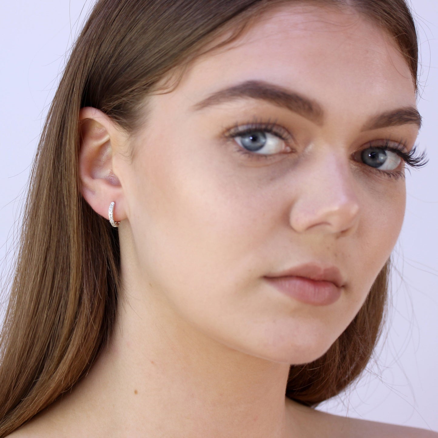 Sterlingsilber CZ 12mm Klappcreolen Ohrringe