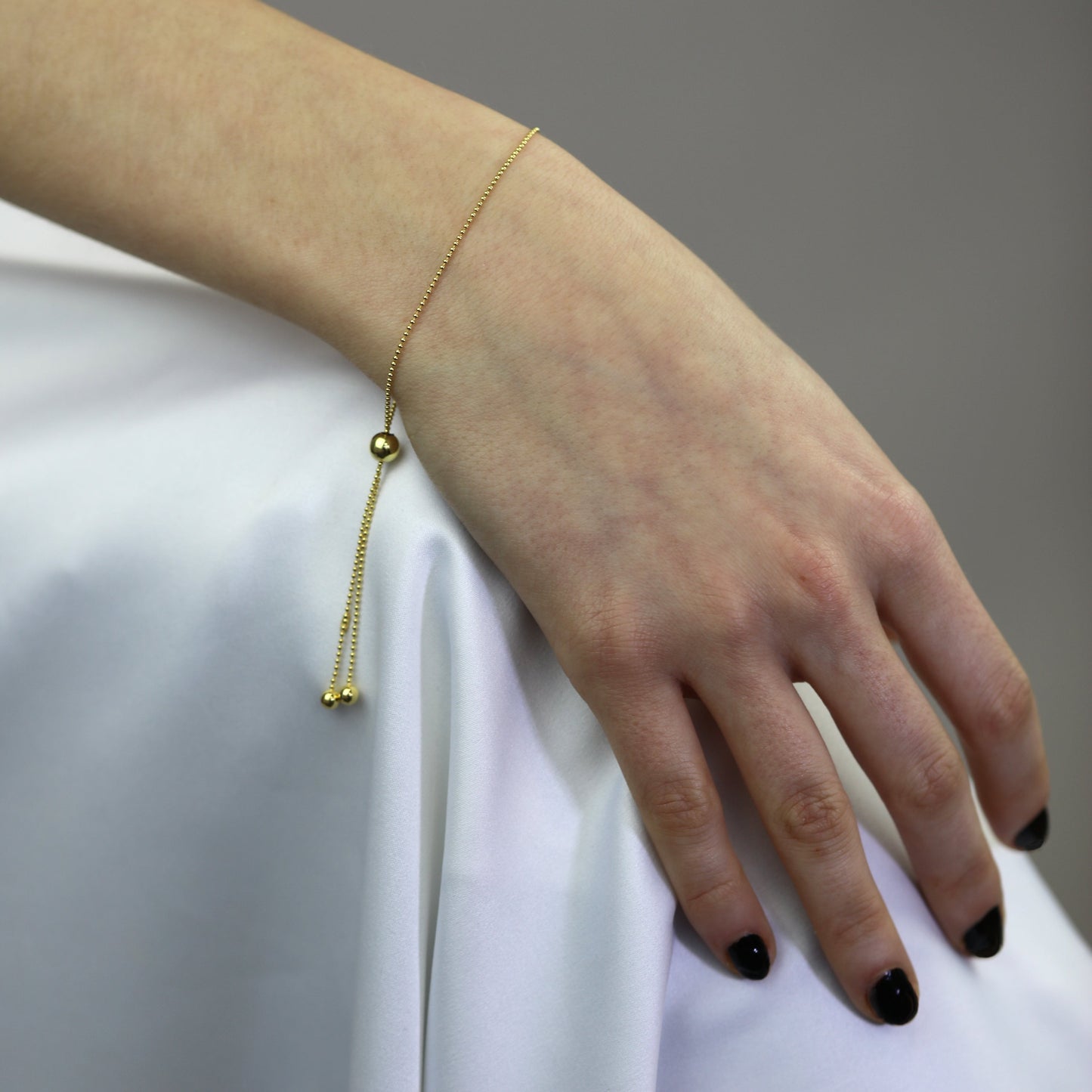 Vergoldet Sterlingsilber Schiebekugel Verstellbar Kügelchen Armband