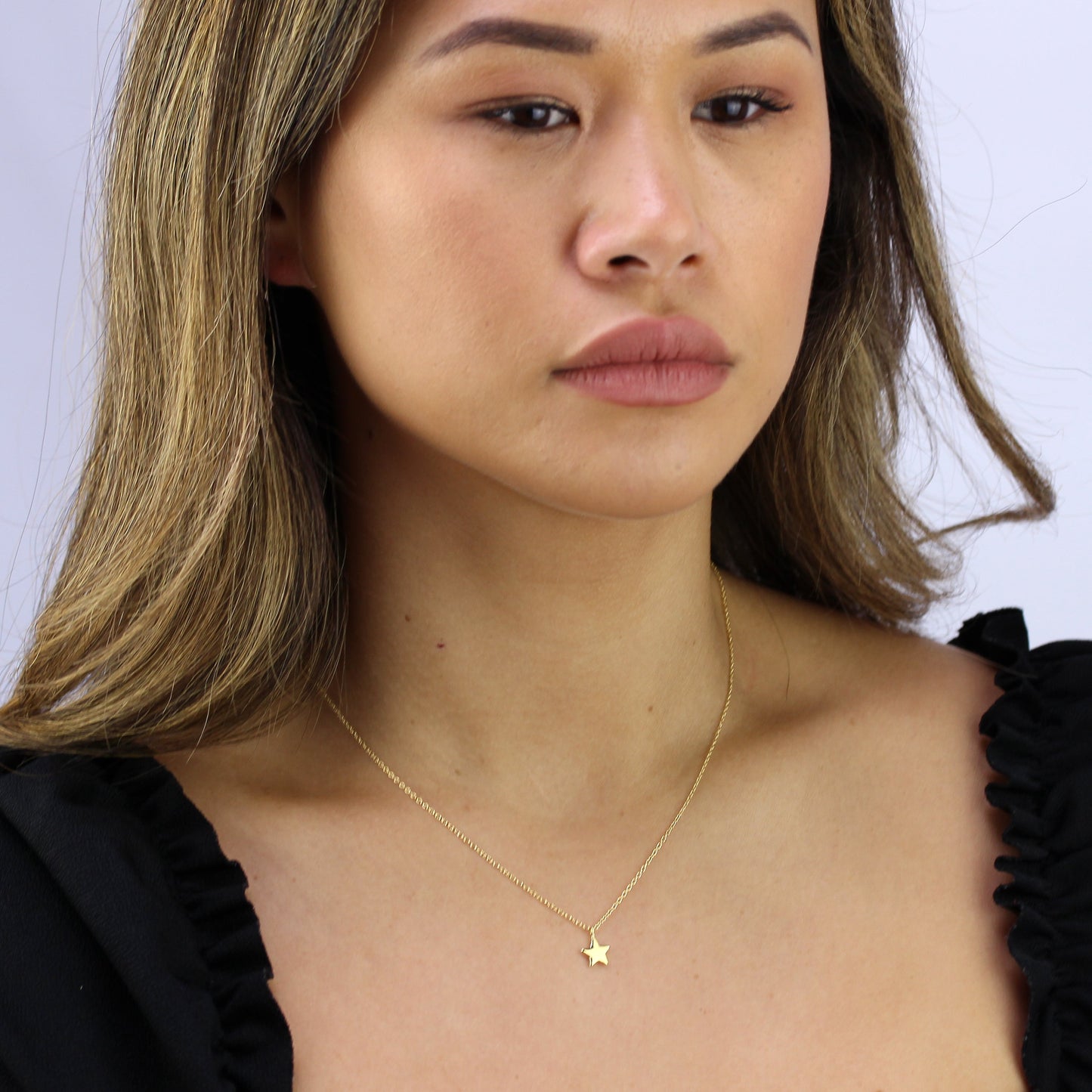 Vergoldet Sterlingsilber Stern Halskette 45,5cm