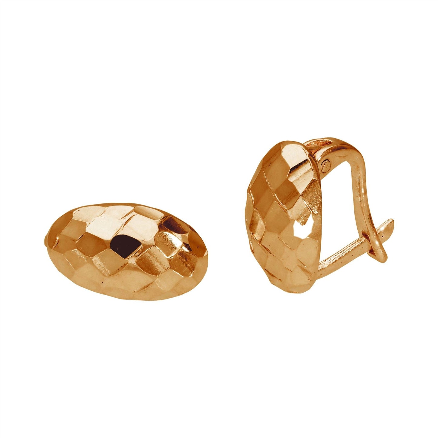 Roségold-beschichtete Sterling-Silber-Ohrringe mit facettiertem Oval und Hebelverschluss