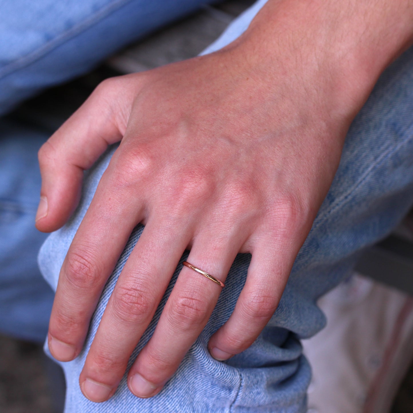 Extra Groß Rosévergoldet Sterlingsilber 2mm D - förmig Stapel Ring
