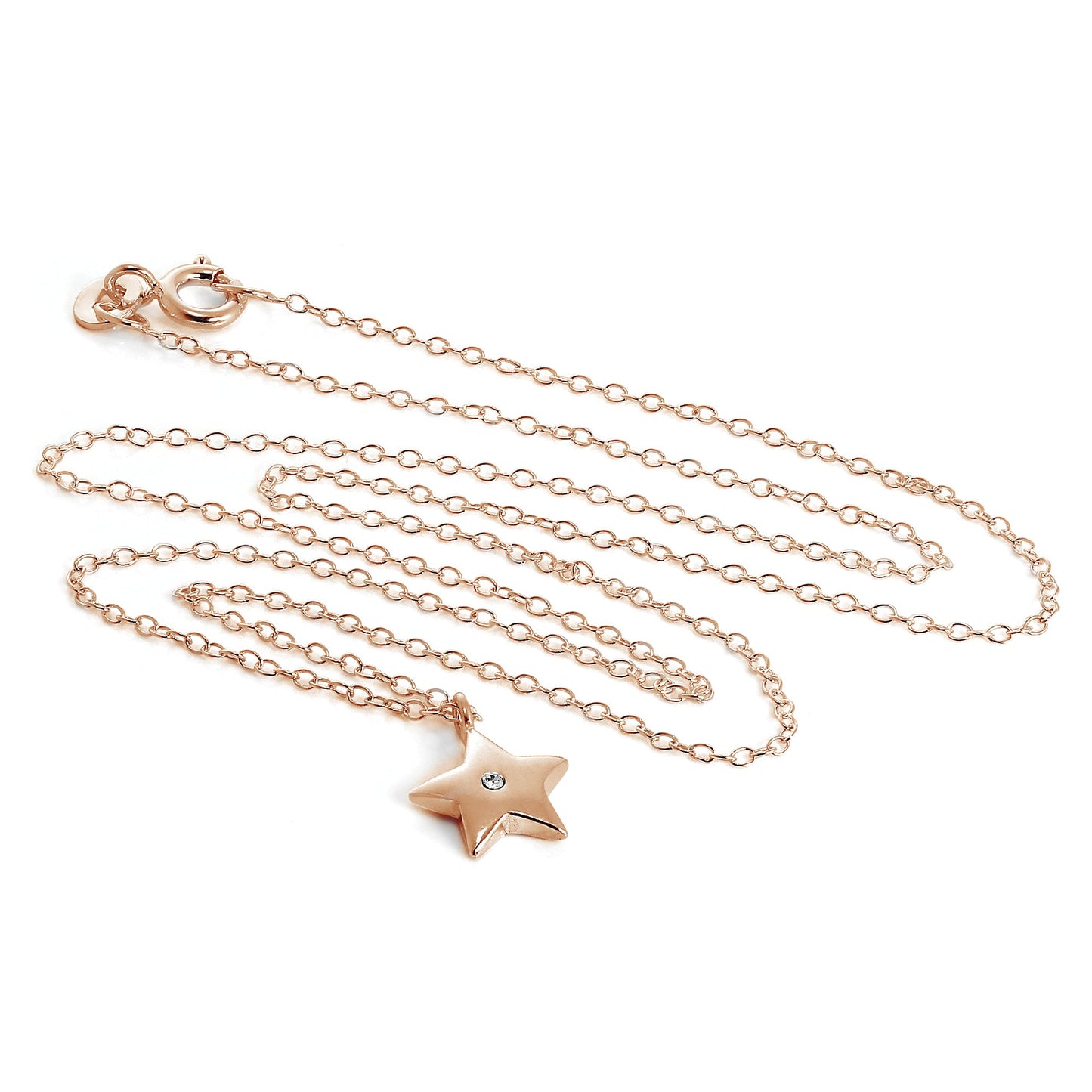 Rosévergoldet Sterlingsilber & CZ Stern Halskette 45,5cm