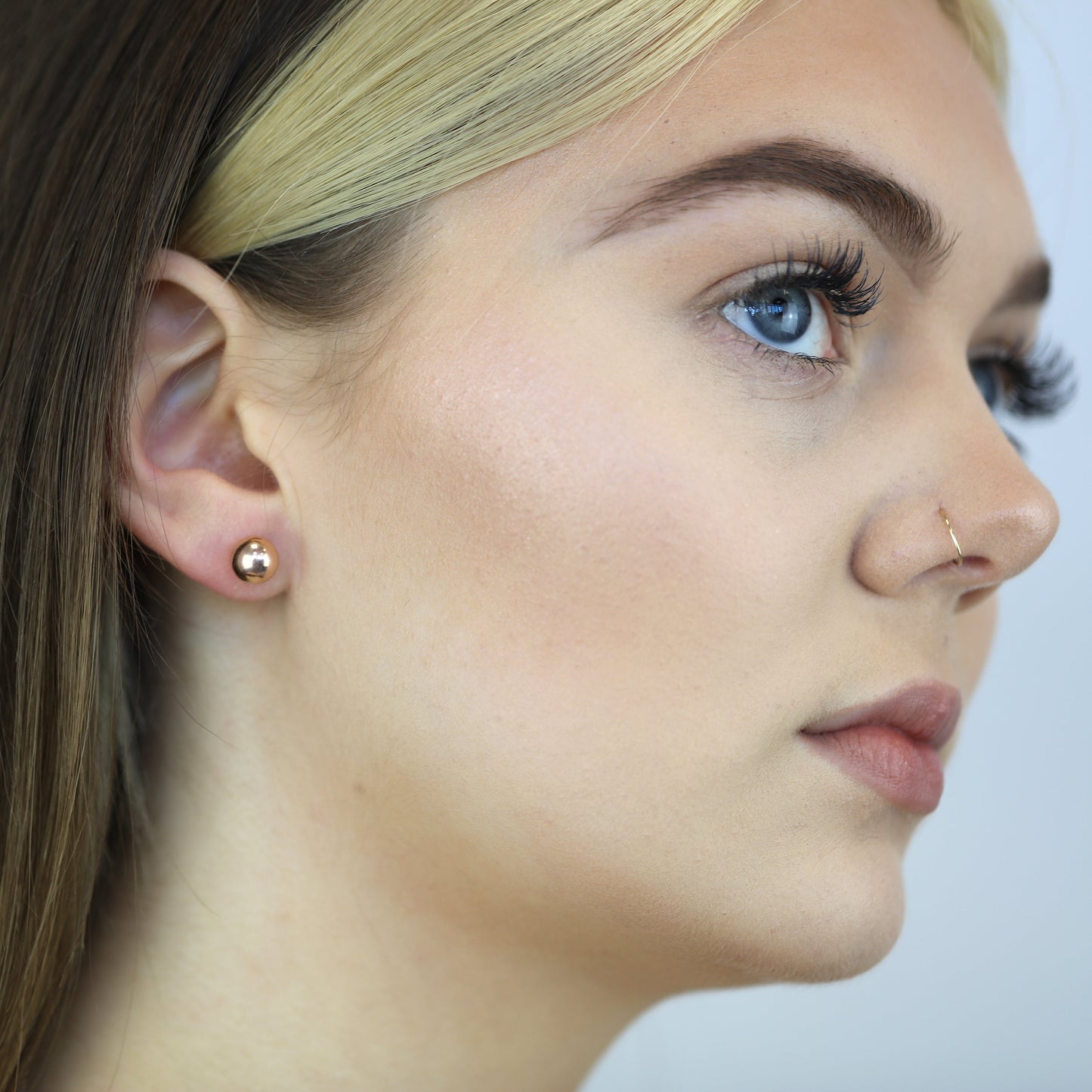 Rosévergoldet Sterlingsilber Doppel Kugel Ohrstecker