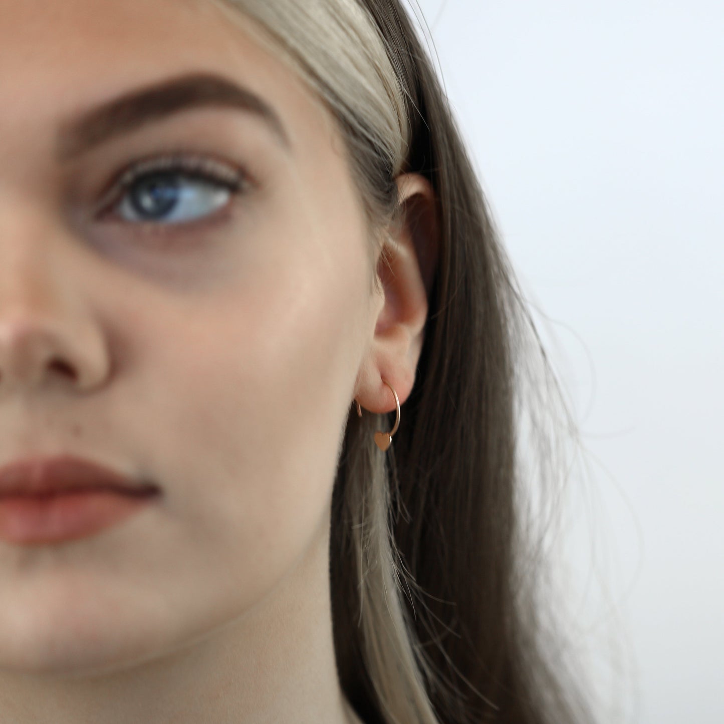 Rosévergoldet Sterlingsilber Herz Durchzieher Ohrringe