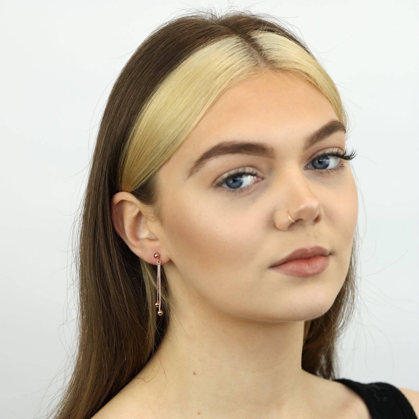 Rosévergoldet Sterlingsilber Kugel Hänge Ohrstecker