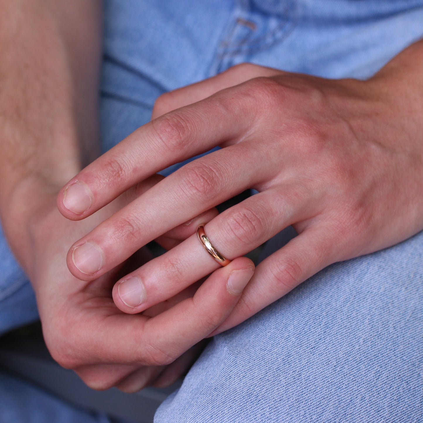 Roségoldbeschichteter Sterling Silberring, D-förmig, 4 mm, Ringgrößen (I - Z+6)