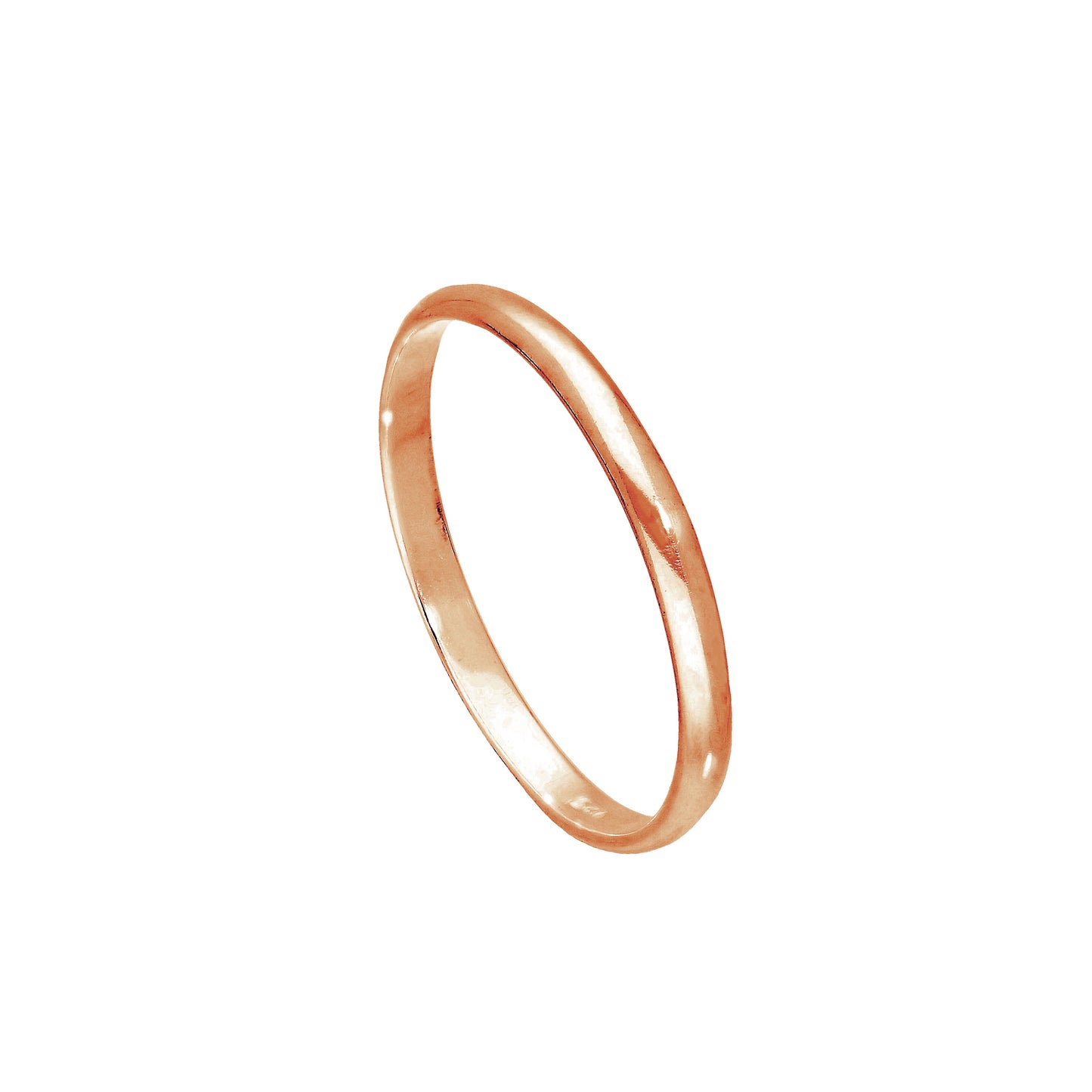 Roségoldbeschichteter Sterling Silberring, 2 mm, Ringgrößen E-W