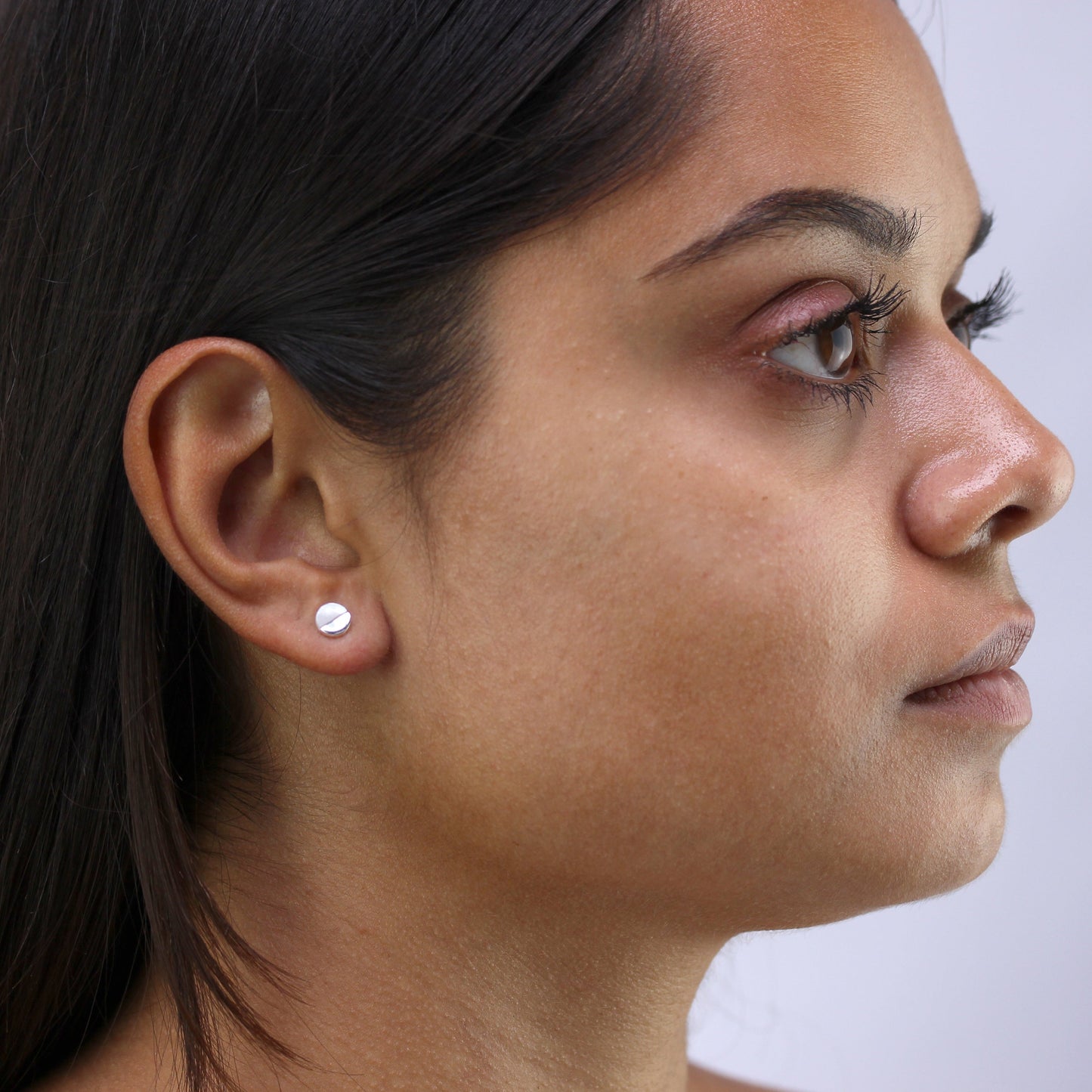 Sterlingsilber Geteilt Perlmutt Rund Ohrstecker