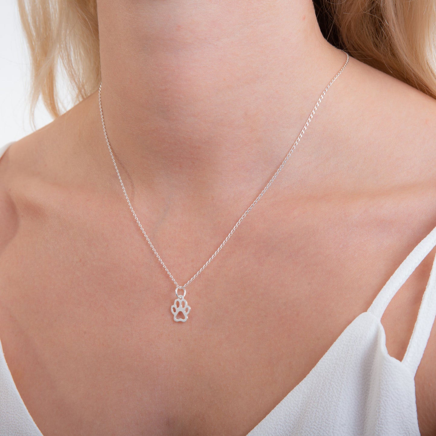 Halskette aus Sterlingsilber mit Pfotenabdruck 14–22 Zoll