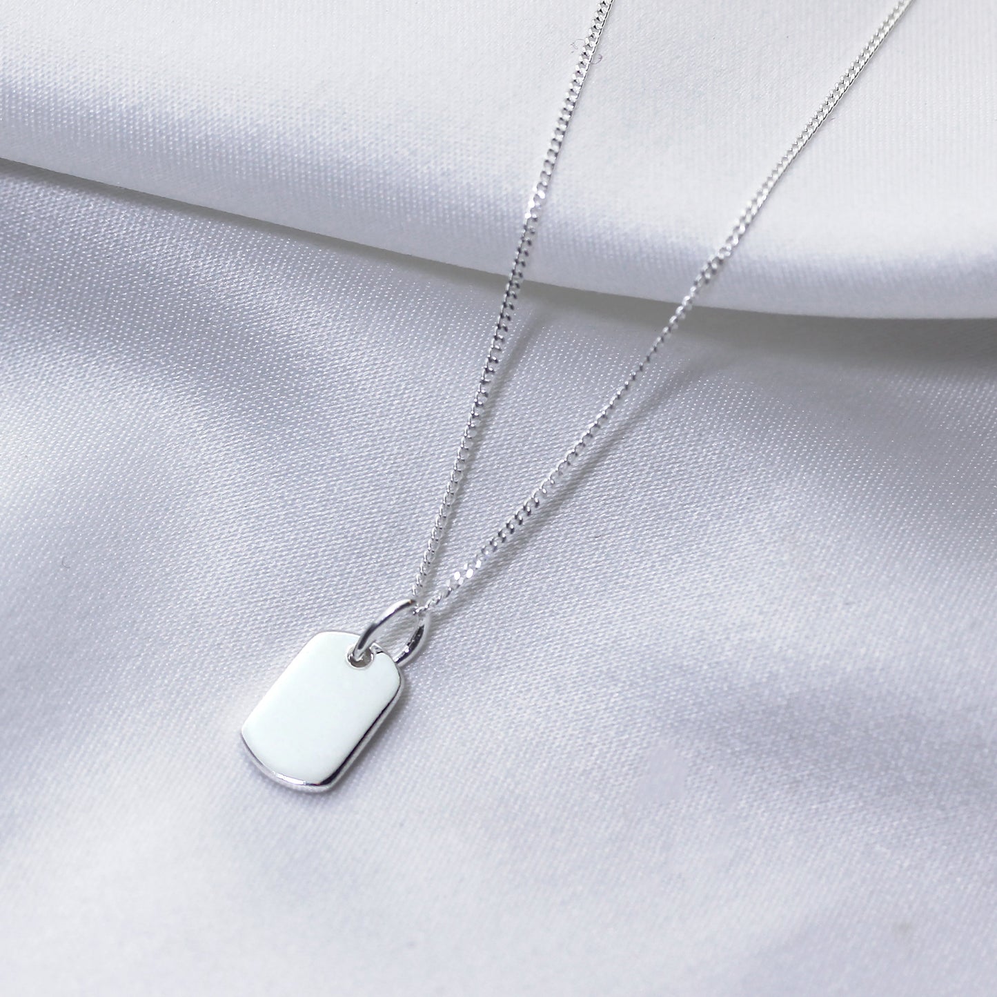 Sterling-Silber-Halskette mit gravierbarem Mini-Anhänger, 14-32 Zoll