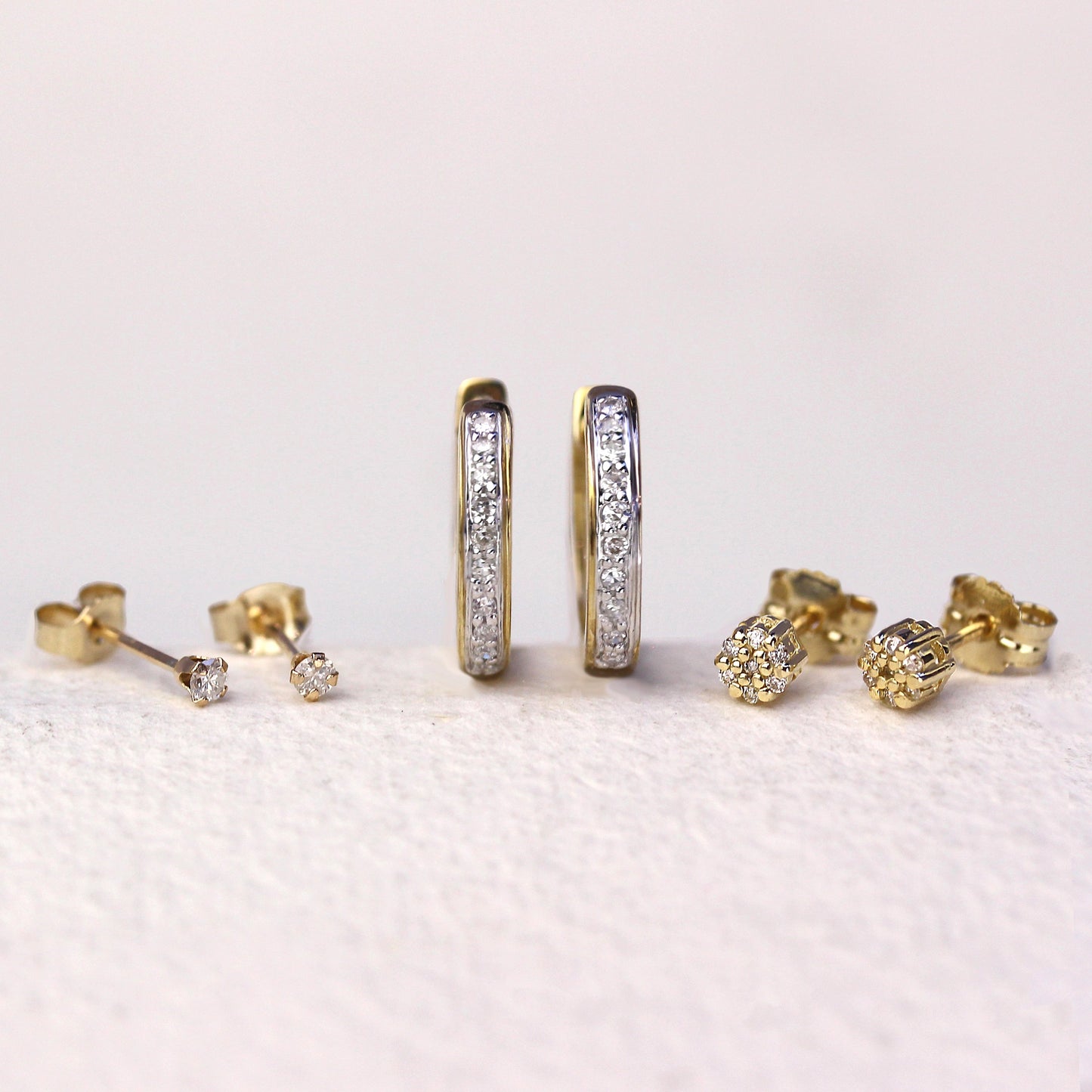 9 Karat Gold & Diamant Ohrstecker
