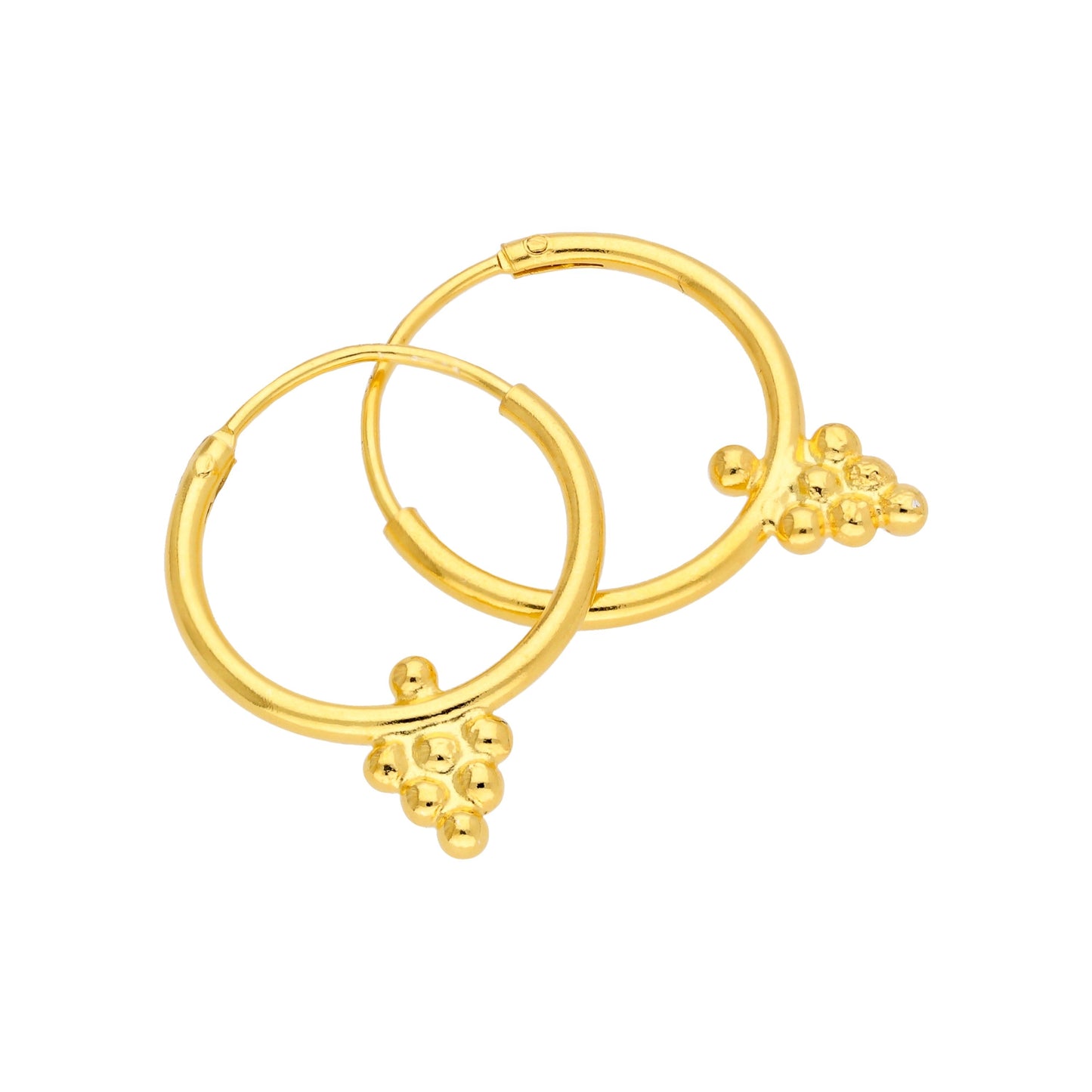 Vergoldet Sterlingsilber Kügelchen Diamant 14mm Creolen Ohrringe