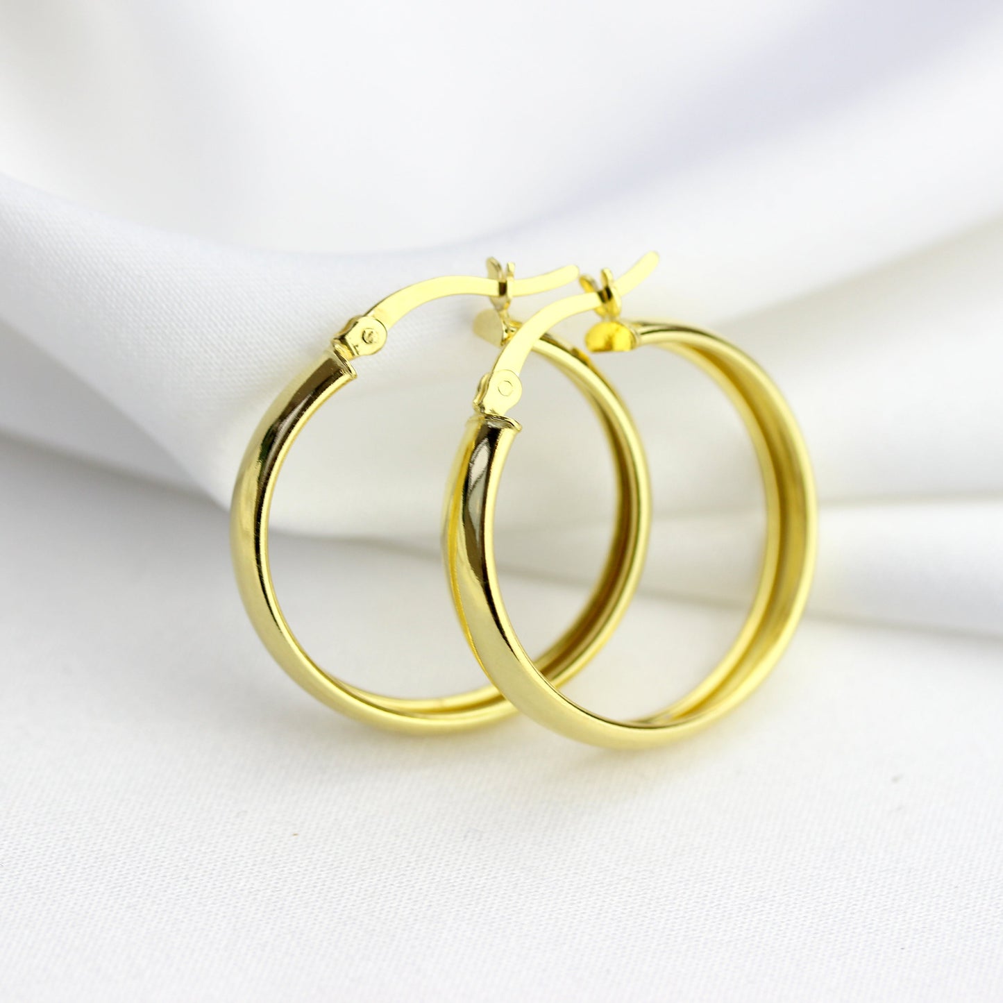 Vergoldet Sterlingsilber Klobig 25mm Creolen Ohrringe