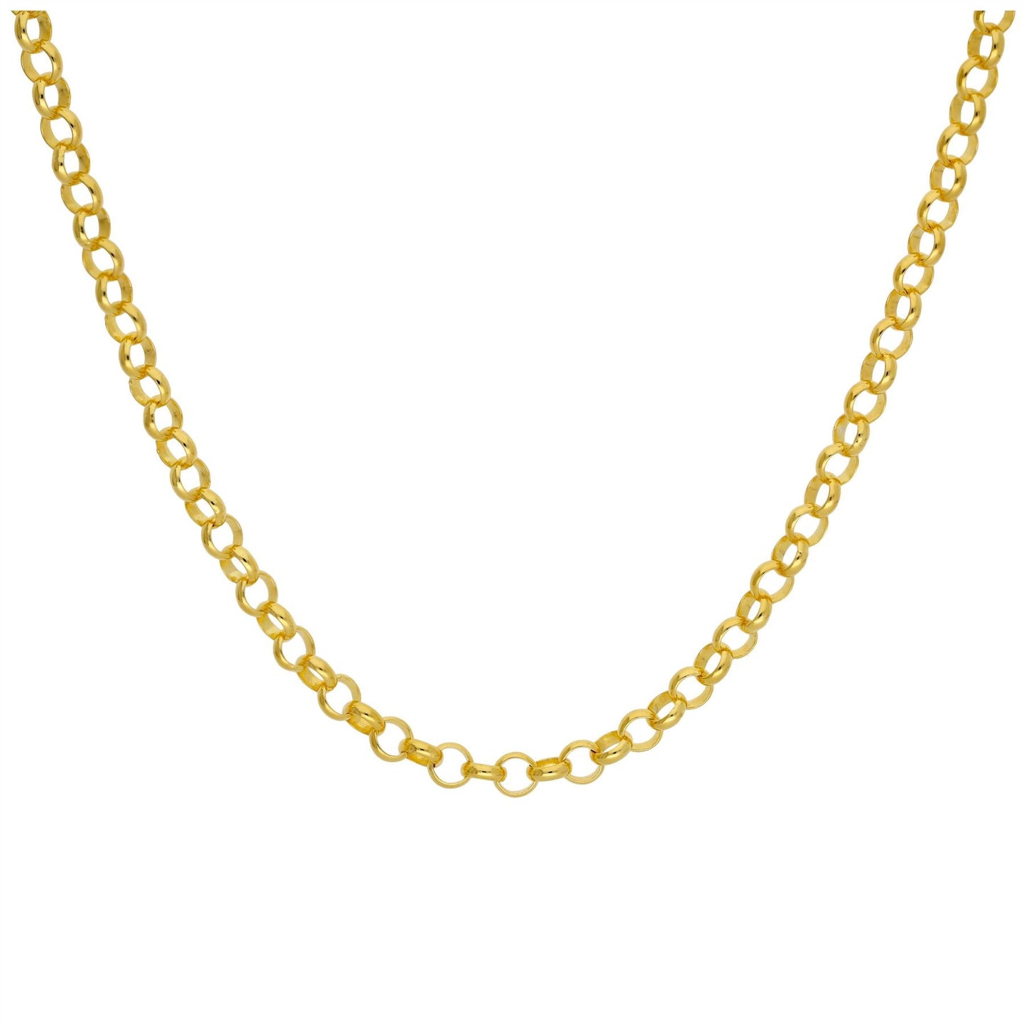 Vergoldete Sterling-Silber-Halskette mit Rollokettengliedern, 18 Zoll