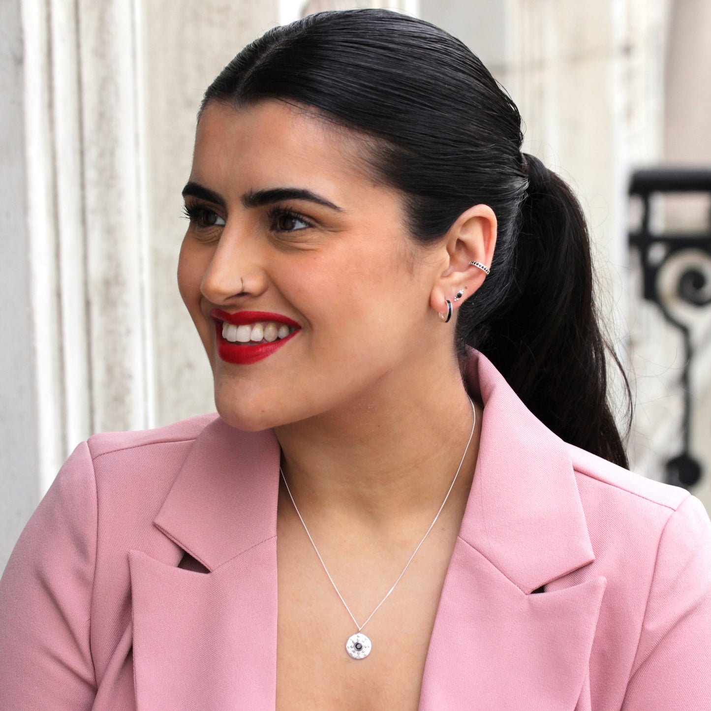 Klein Sterlingsilber Kügelchen Schwarz Ohrstecker