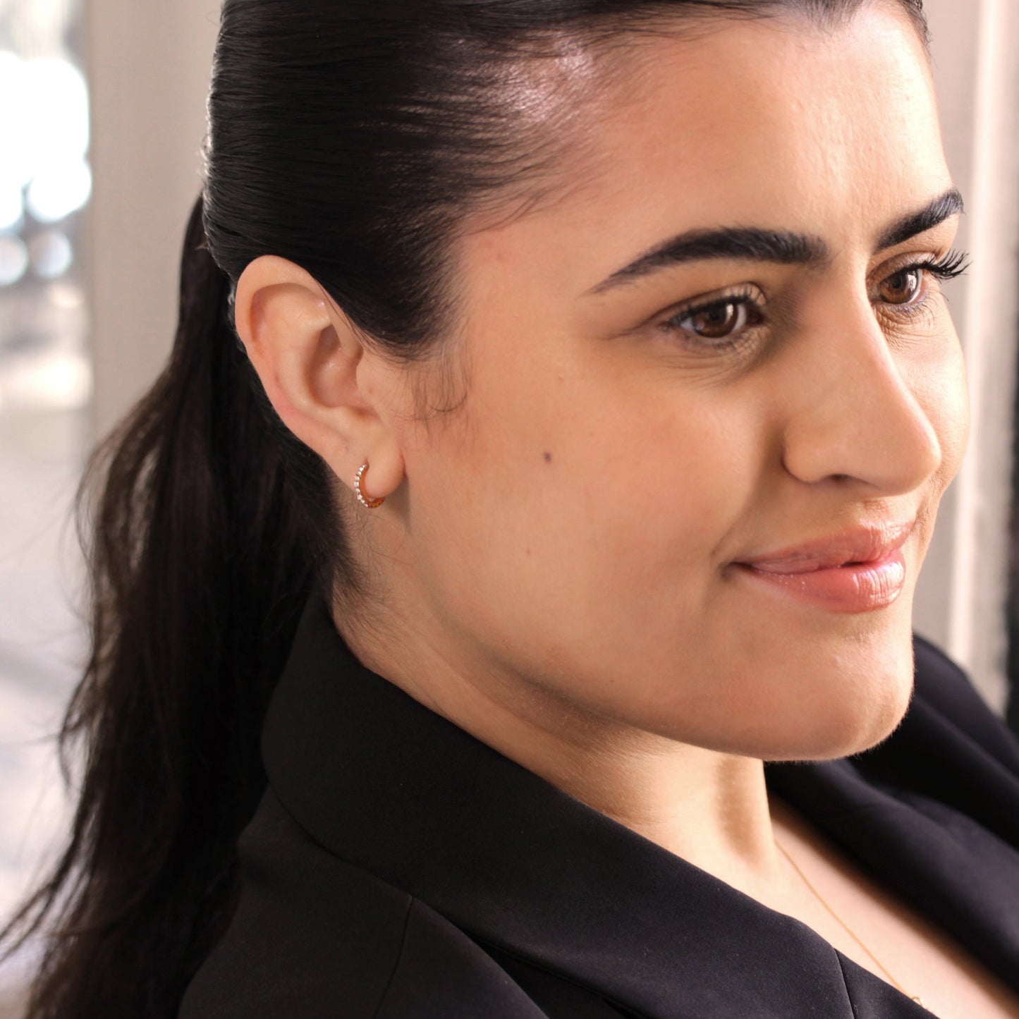 Vergoldet Sterlingsilber CZ Offen 10mm Creolen Ohrstecker