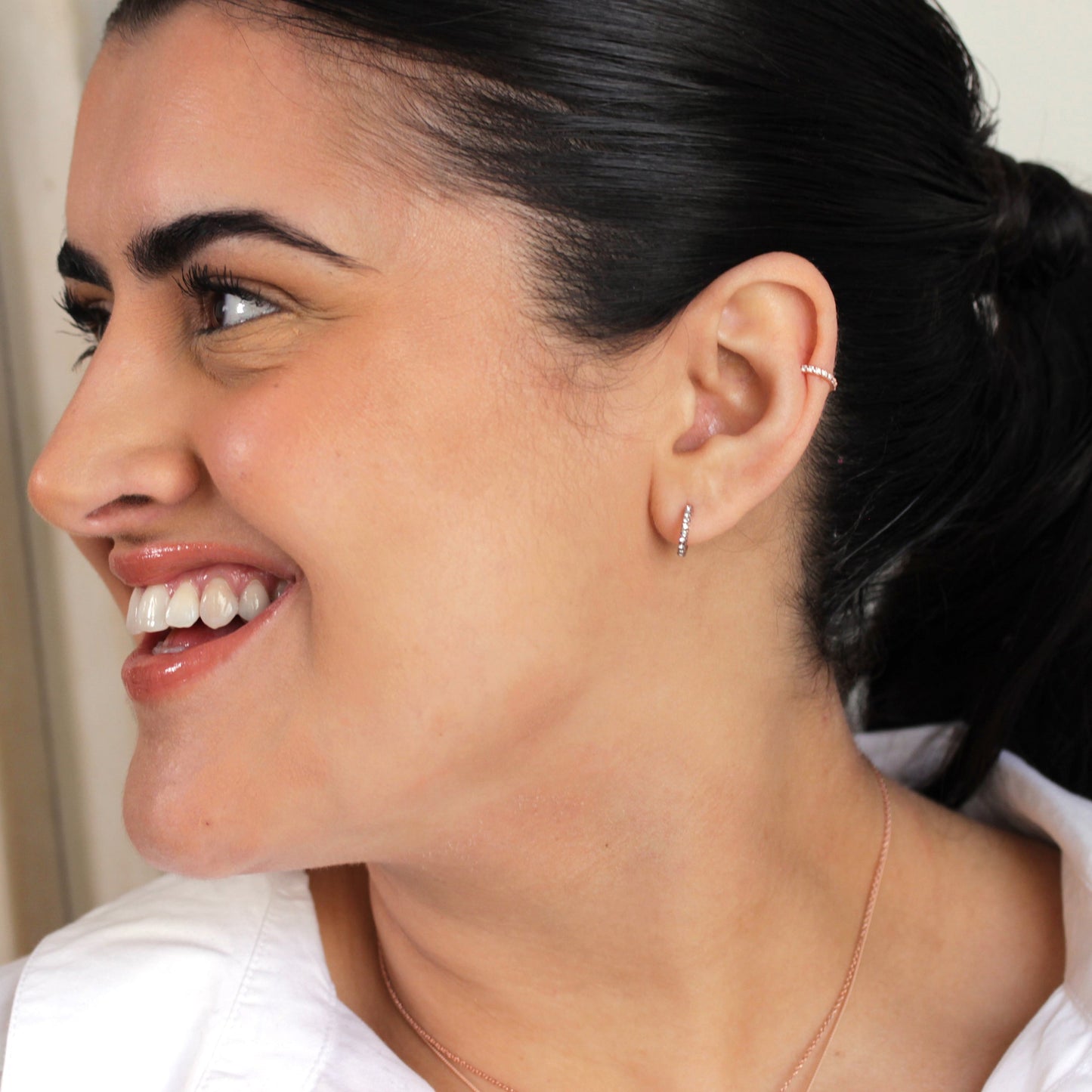 Rosévergoldet Sterlingsilber CZ Offen 10mm Ohrstecker