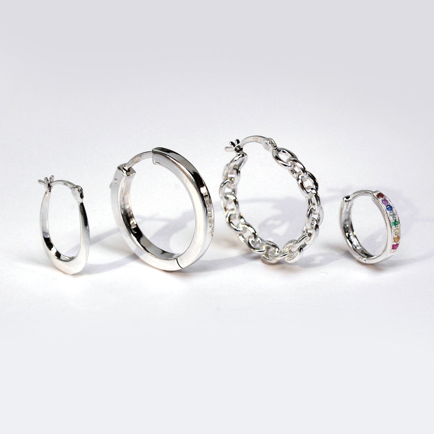 Sterlingsilber Quadratisch Röhre Druckknopf 25mm Creolen Ohrringe