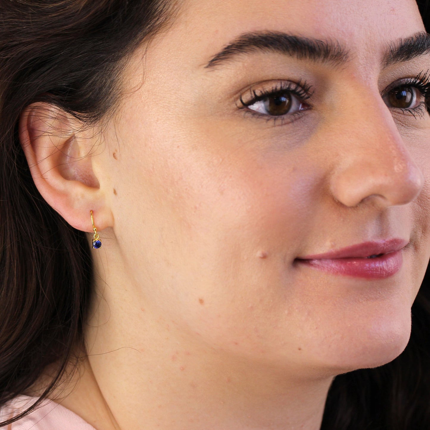 Vergoldet Sterlingsilber Saphir CZ September Ohrhänger