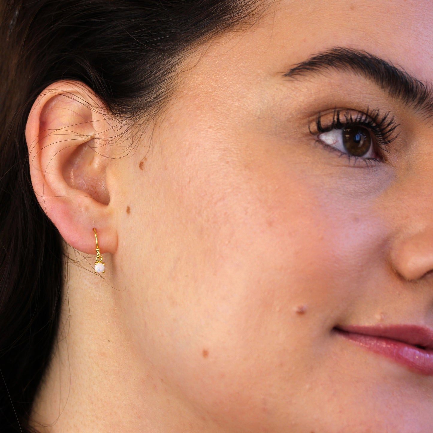 Vergoldet Sterlingsilber Opal CZ Oktober Ohrhänger