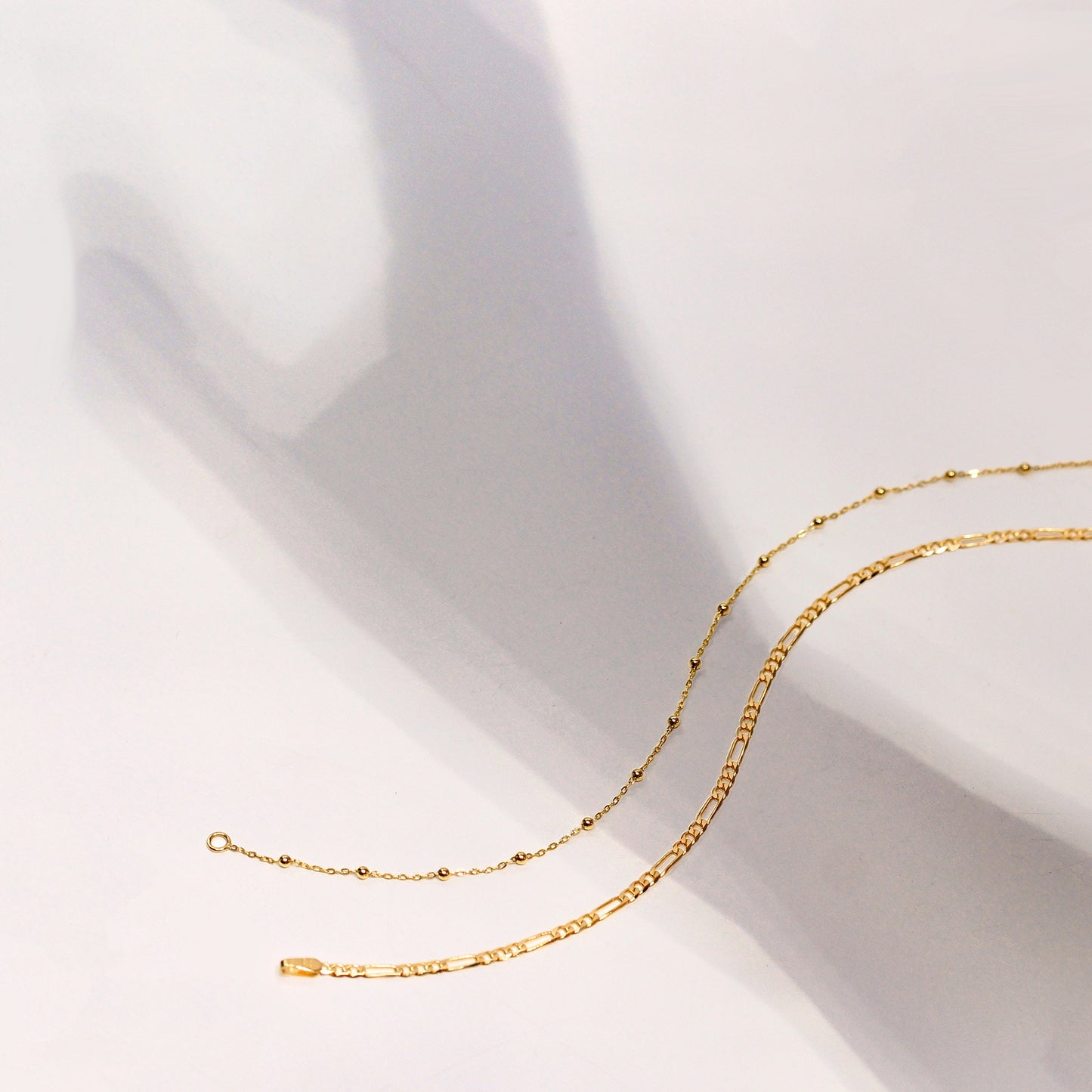 9 Karat Gold Diamantschliff Offen Figaro Panzerkette Armband 18cm