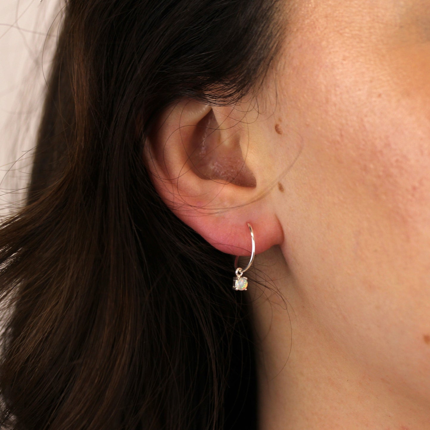 Sterlingsilber CZ Opal Oktober 12mm Anhänger Creolen Ohrringe