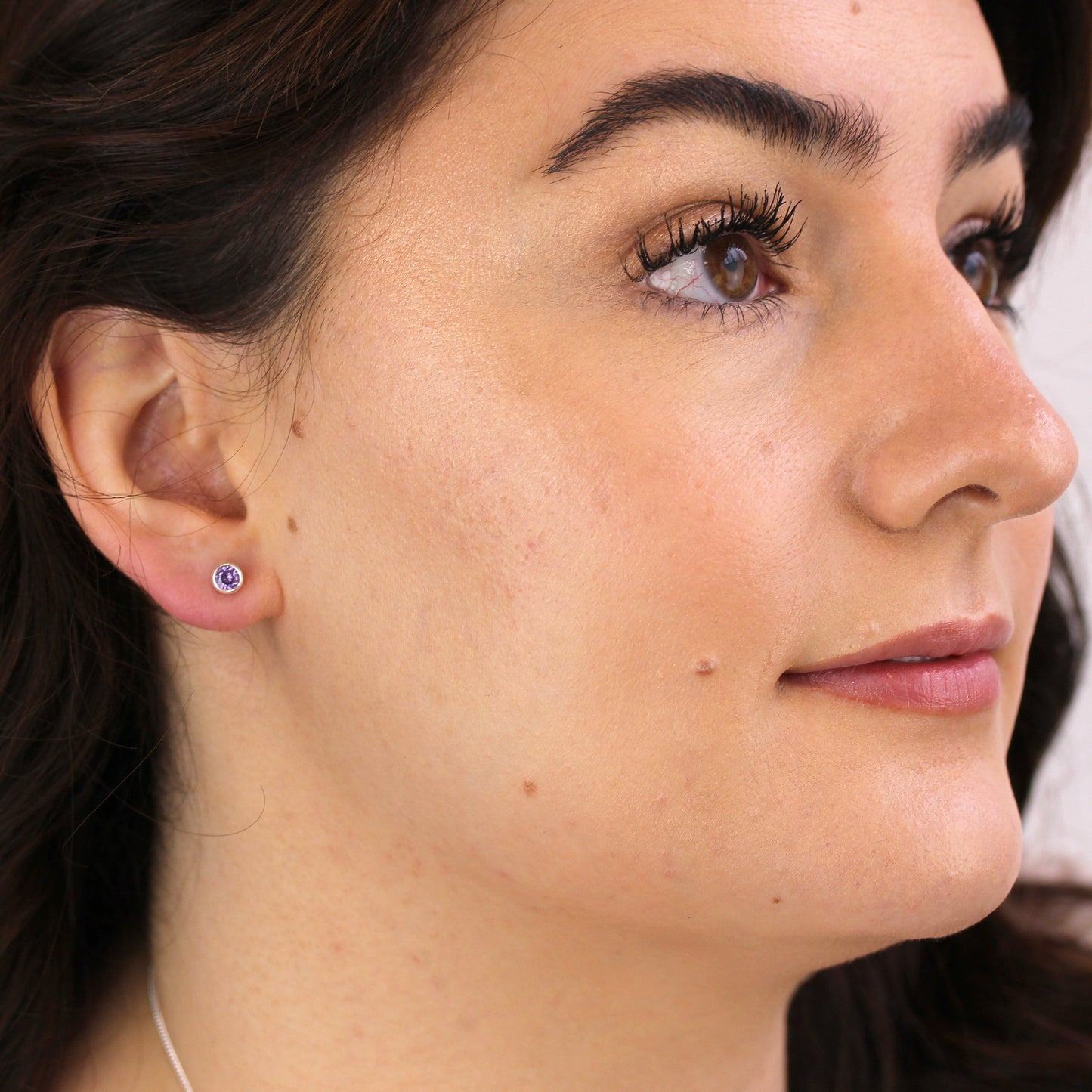 Sterlingsilber Amethyst CZ Überschliff 4mm Ohrstecker